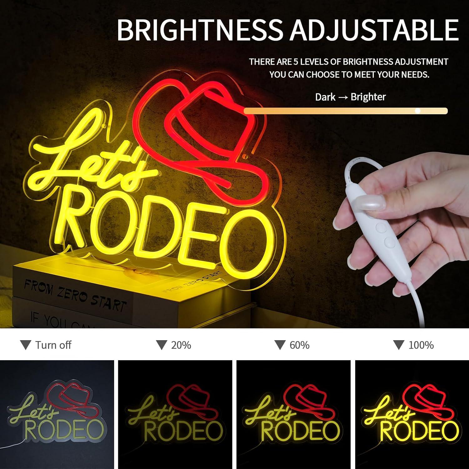 Letrero de Neón LED Virlusy Let's Rodeo Dimmable 43x30cm