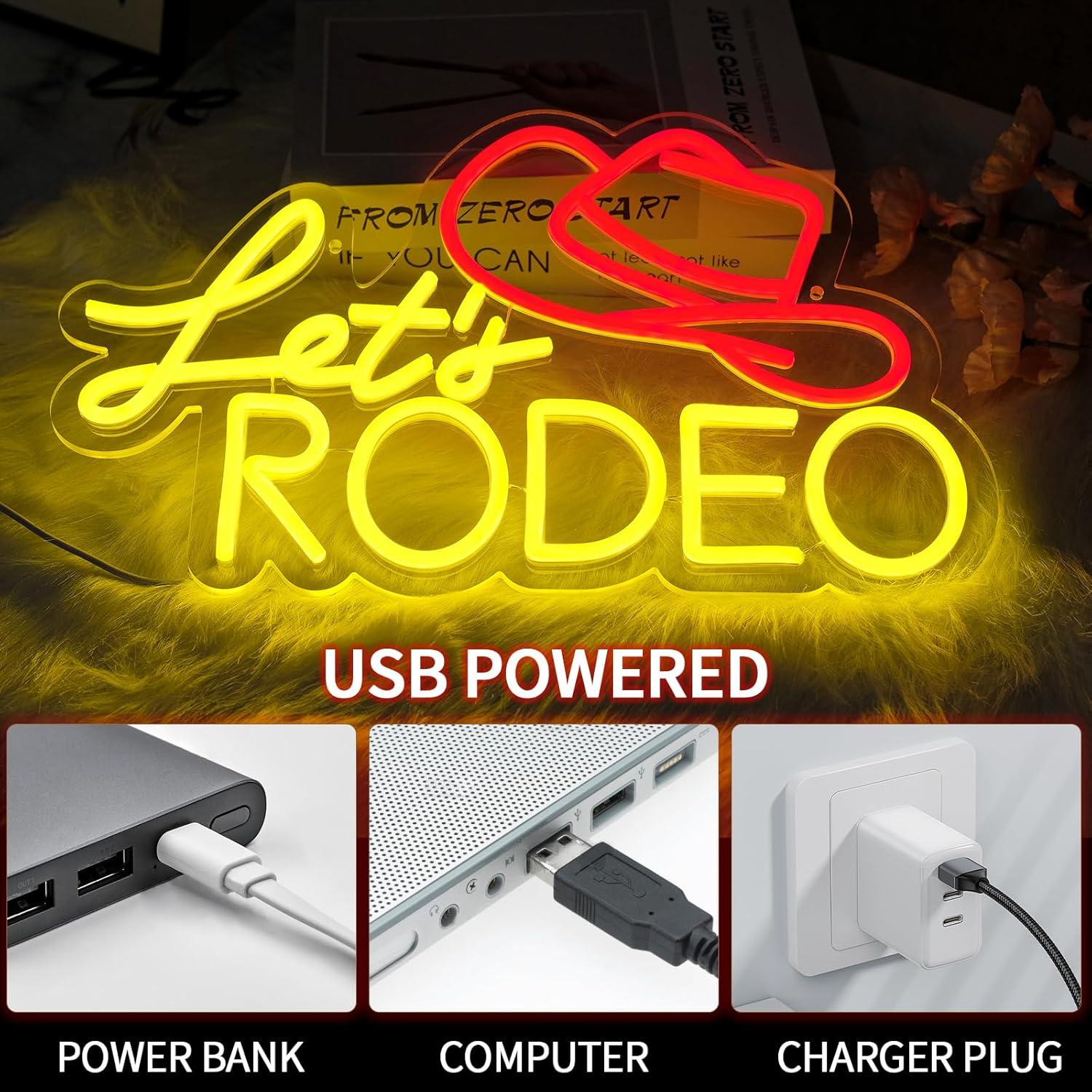 Letrero de Neón LED Virlusy Let's Rodeo Dimmable 43x30cm