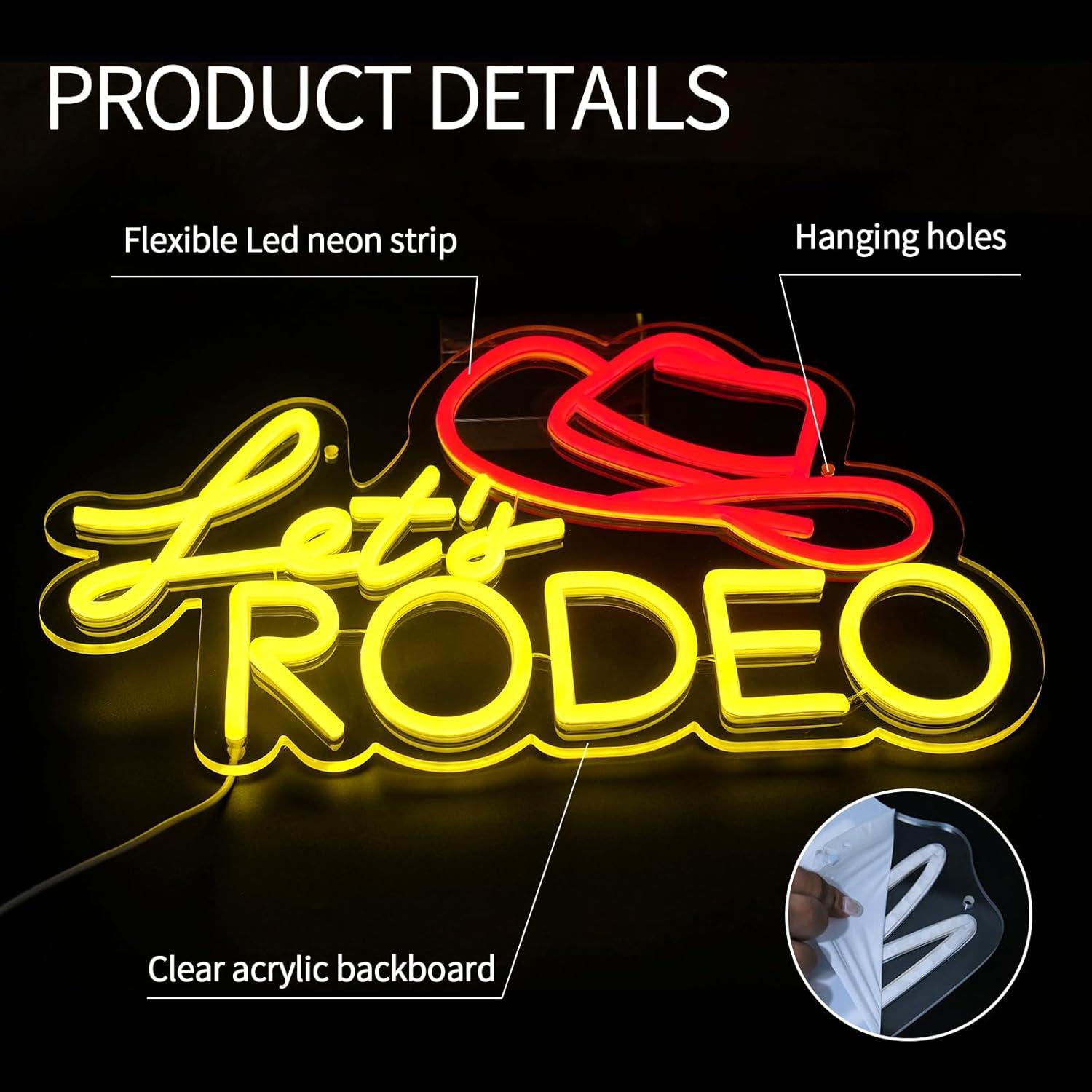 Letrero de Neón LED Virlusy Let's Rodeo Dimmable 43x30cm