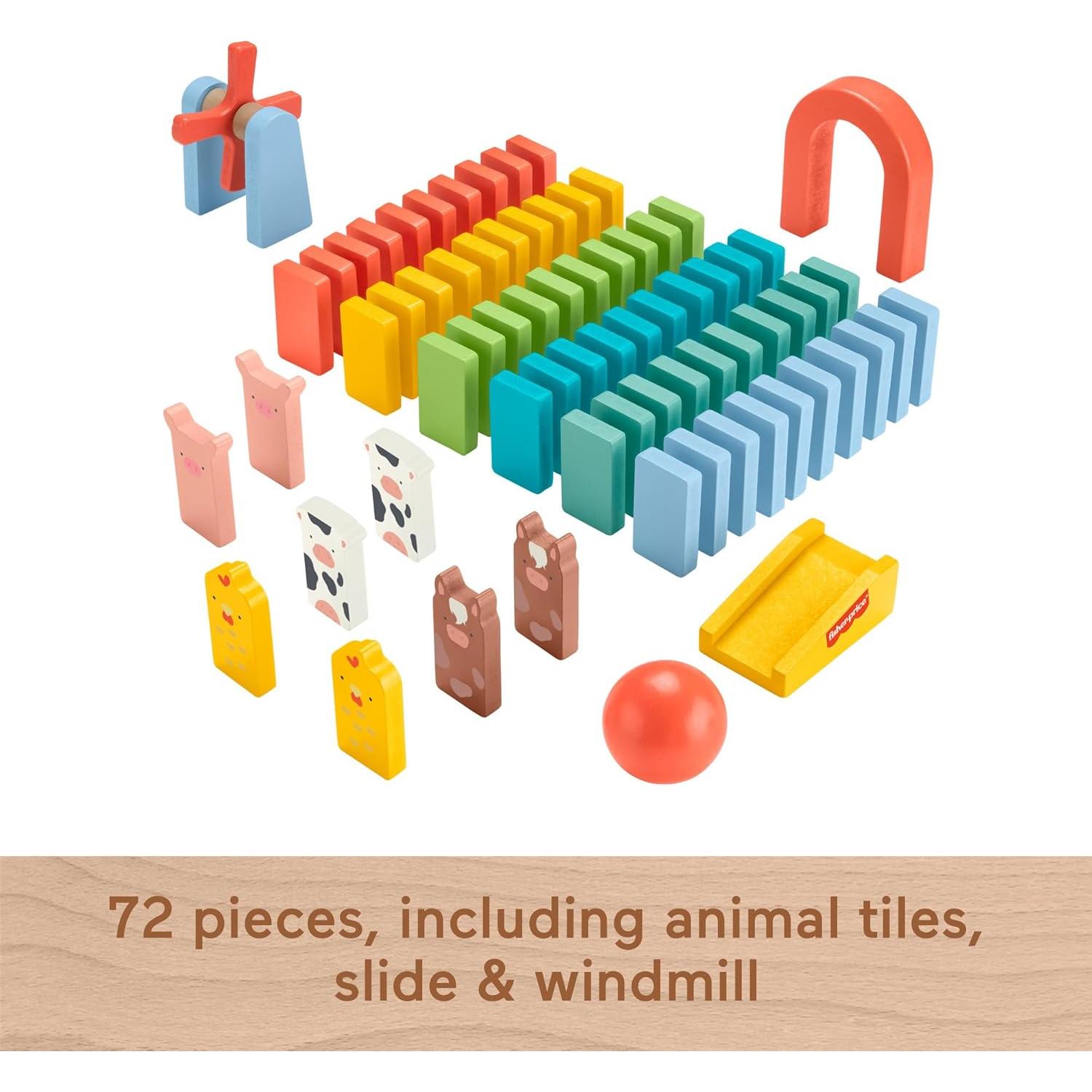 Juego de Dominó de Madera Fisher-Price 72 Piezas Granja