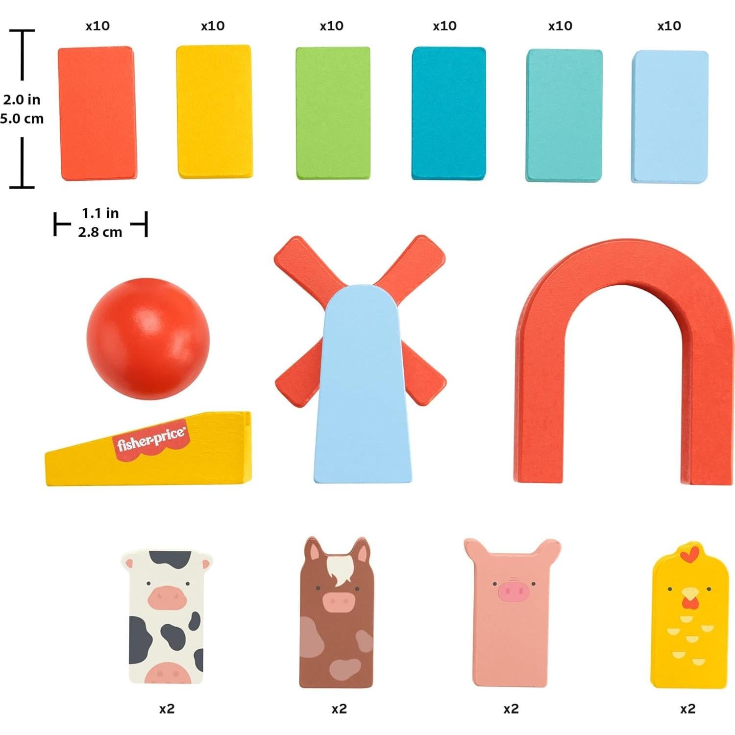 Juego de Dominó de Madera Fisher-Price 72 Piezas Granja