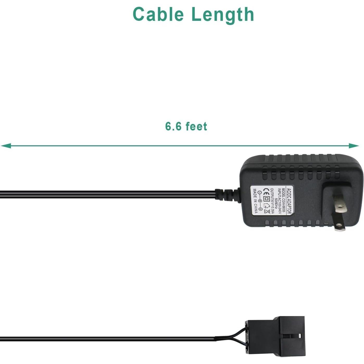 6 Volt Battery Charger for Ride on Toys Fisher-Price Power Wheels Toddler Blue Battery, Power Adapter Cord 6.6 ft