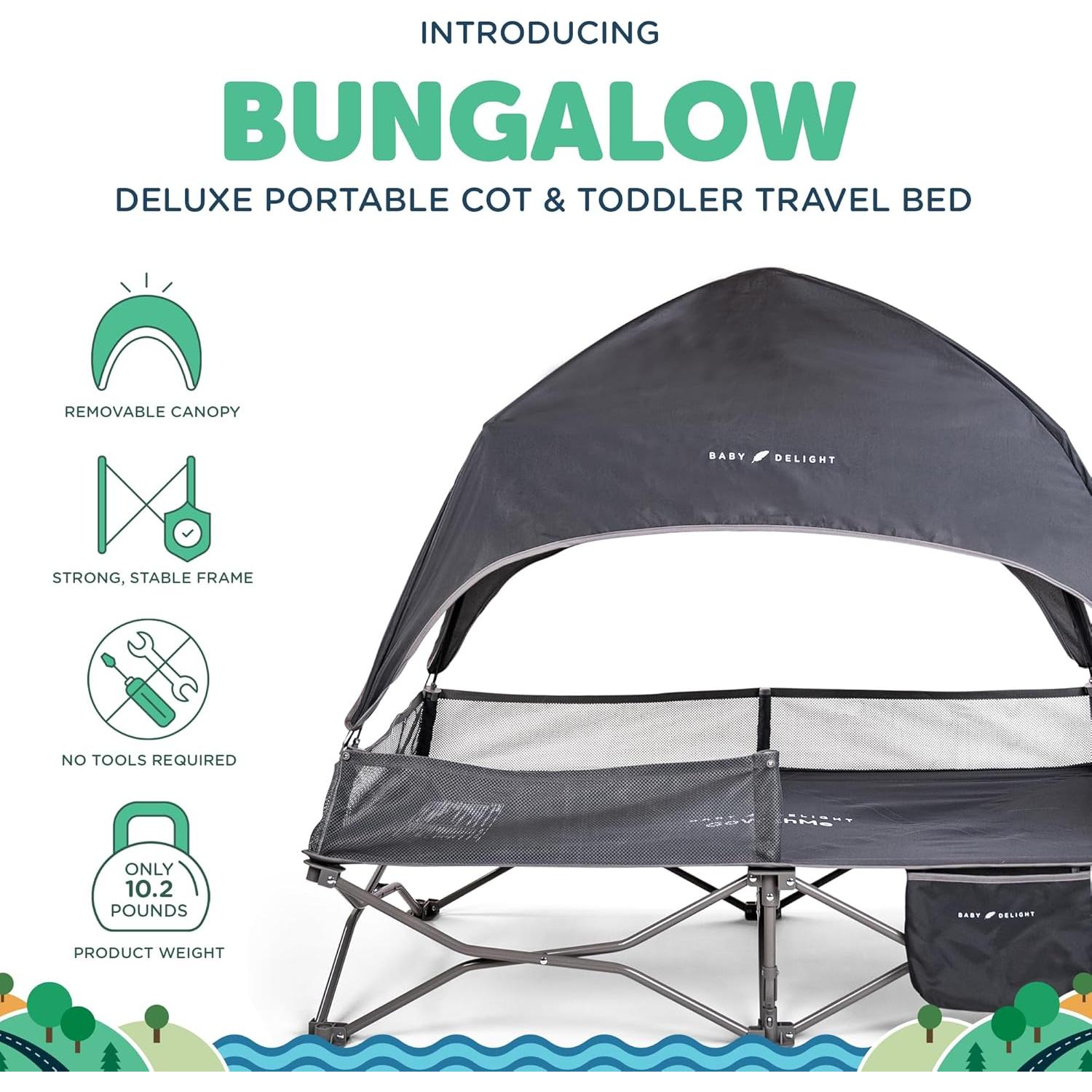 Cuna portátil Baby Delight Bungalow Deluxe Gris 4.66 kg