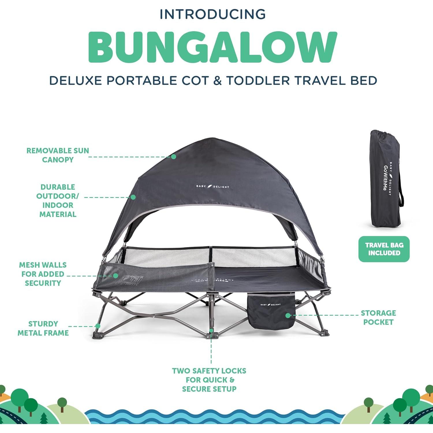 Cuna portátil Baby Delight Bungalow Deluxe Gris 4.66 kg