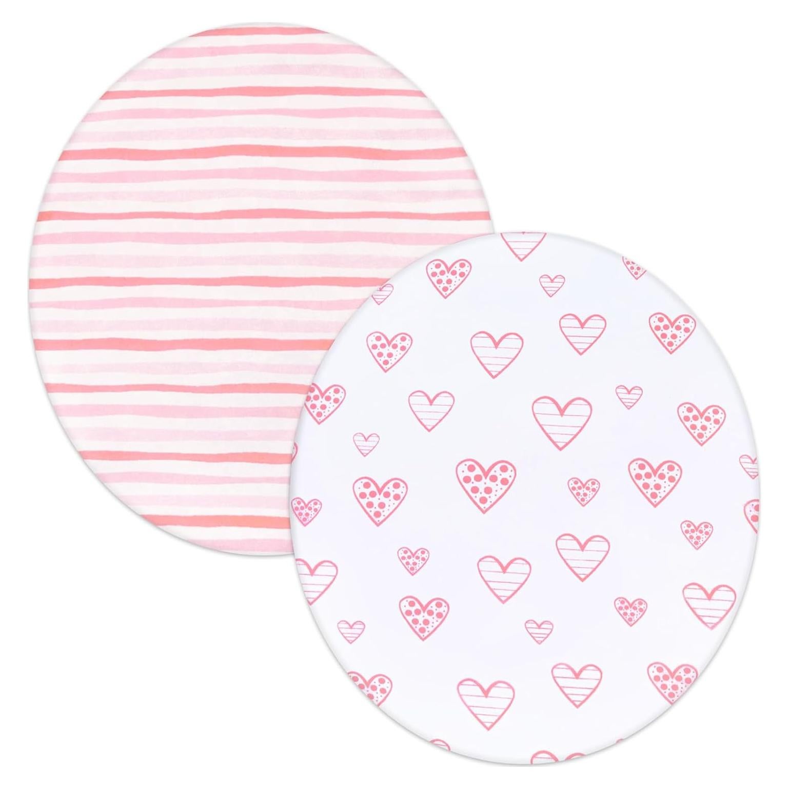 Sábanas para Cuna Biloban 2 Piezas Algodón Rosa Corazones