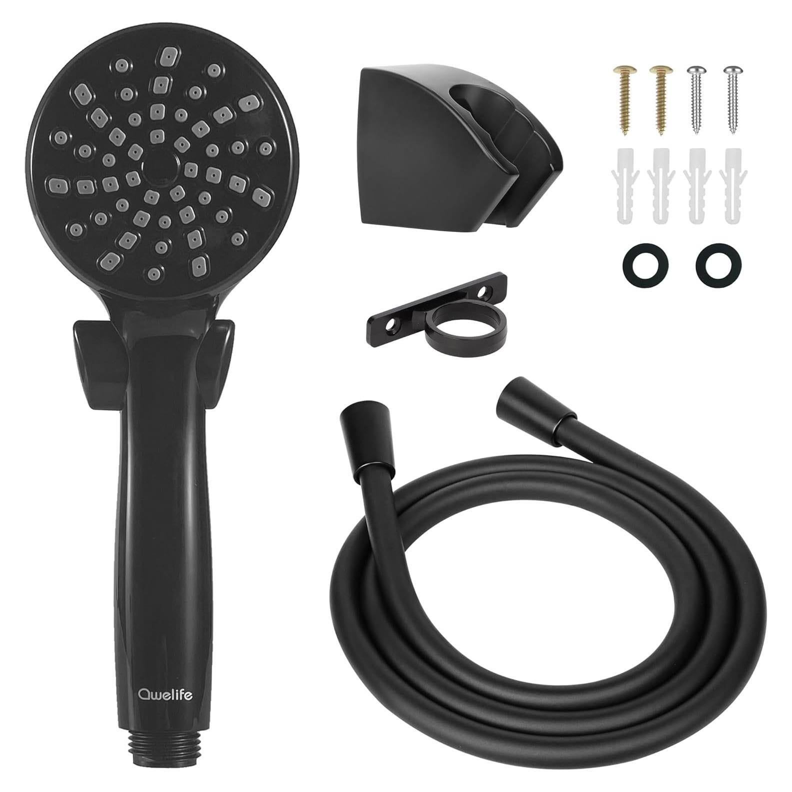 Cabezal de Ducha Awelife RV con Manguera e Interruptor Negro