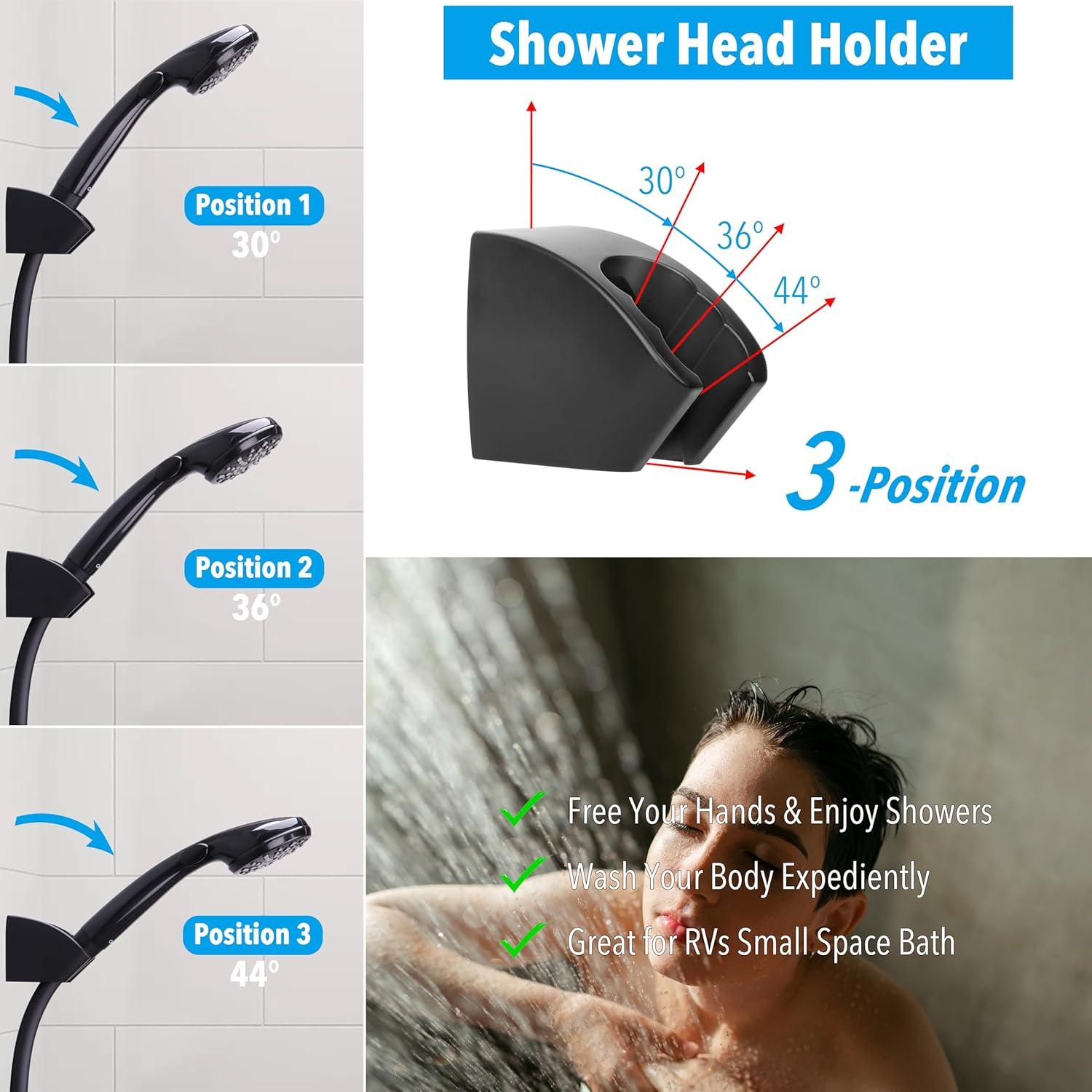 Cabezal de Ducha Awelife RV con Manguera e Interruptor Negro