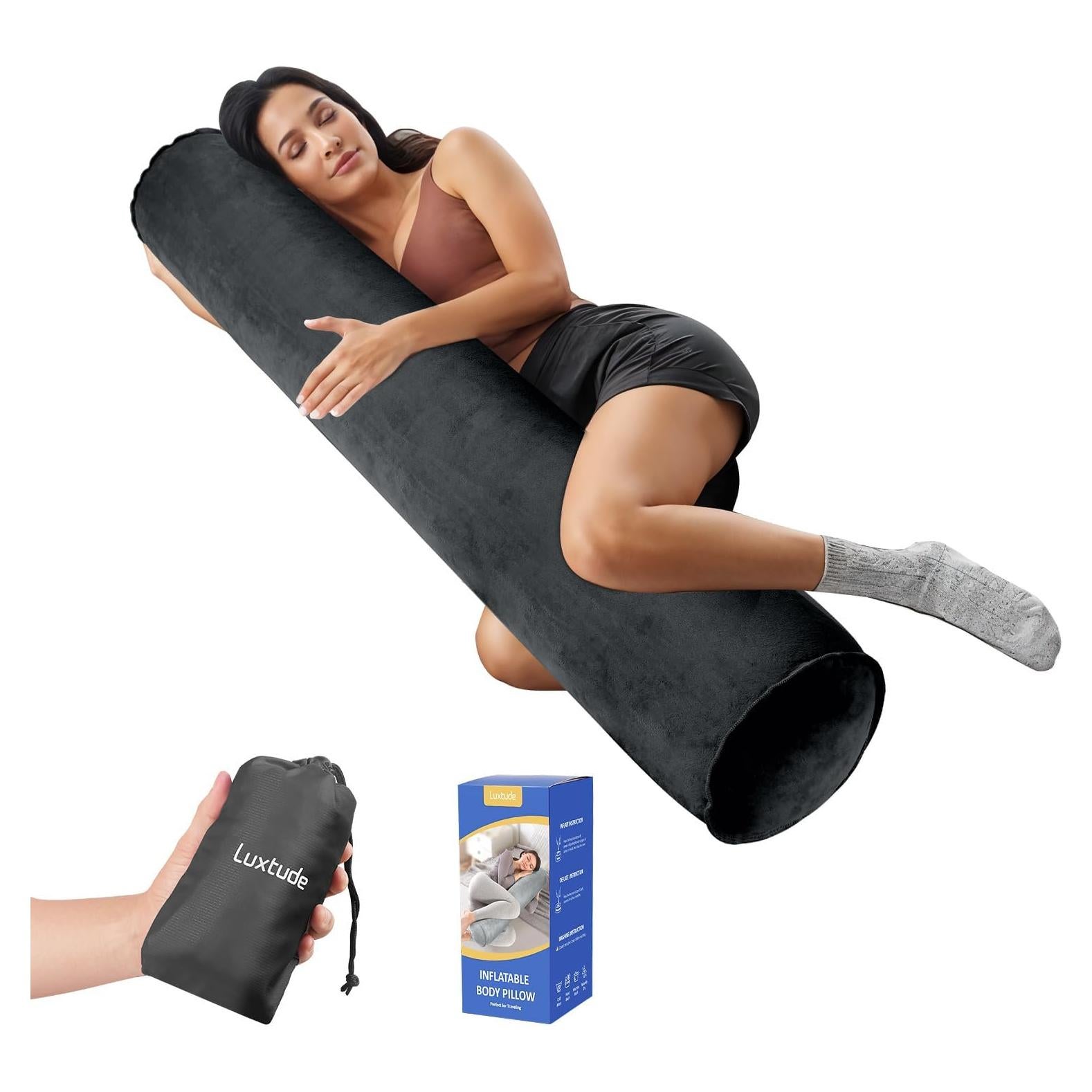 Almohada Corporal Inflable Luxtude 120 cm Negra para Dormir