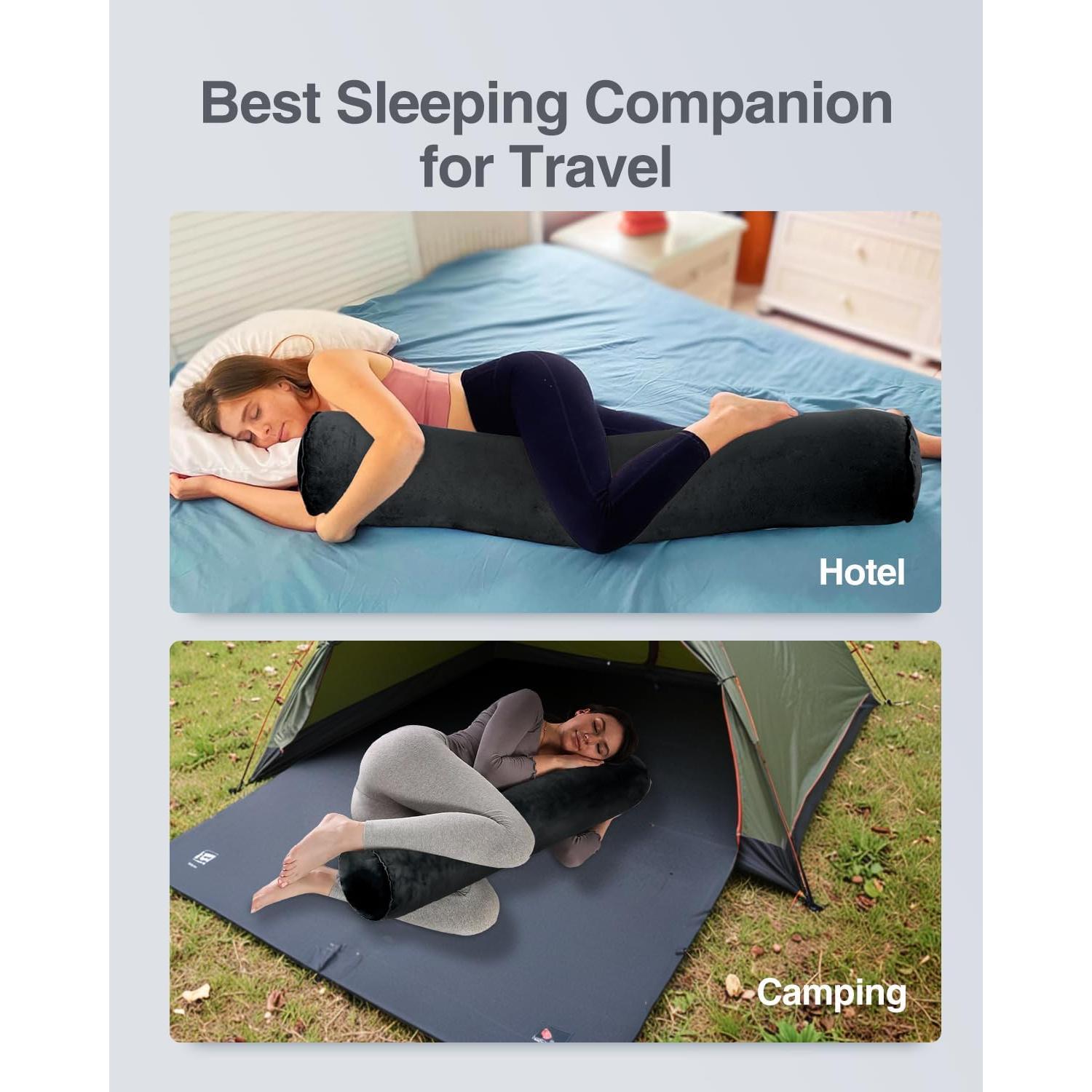 Almohada Corporal Inflable Luxtude 120 cm Negra para Dormir