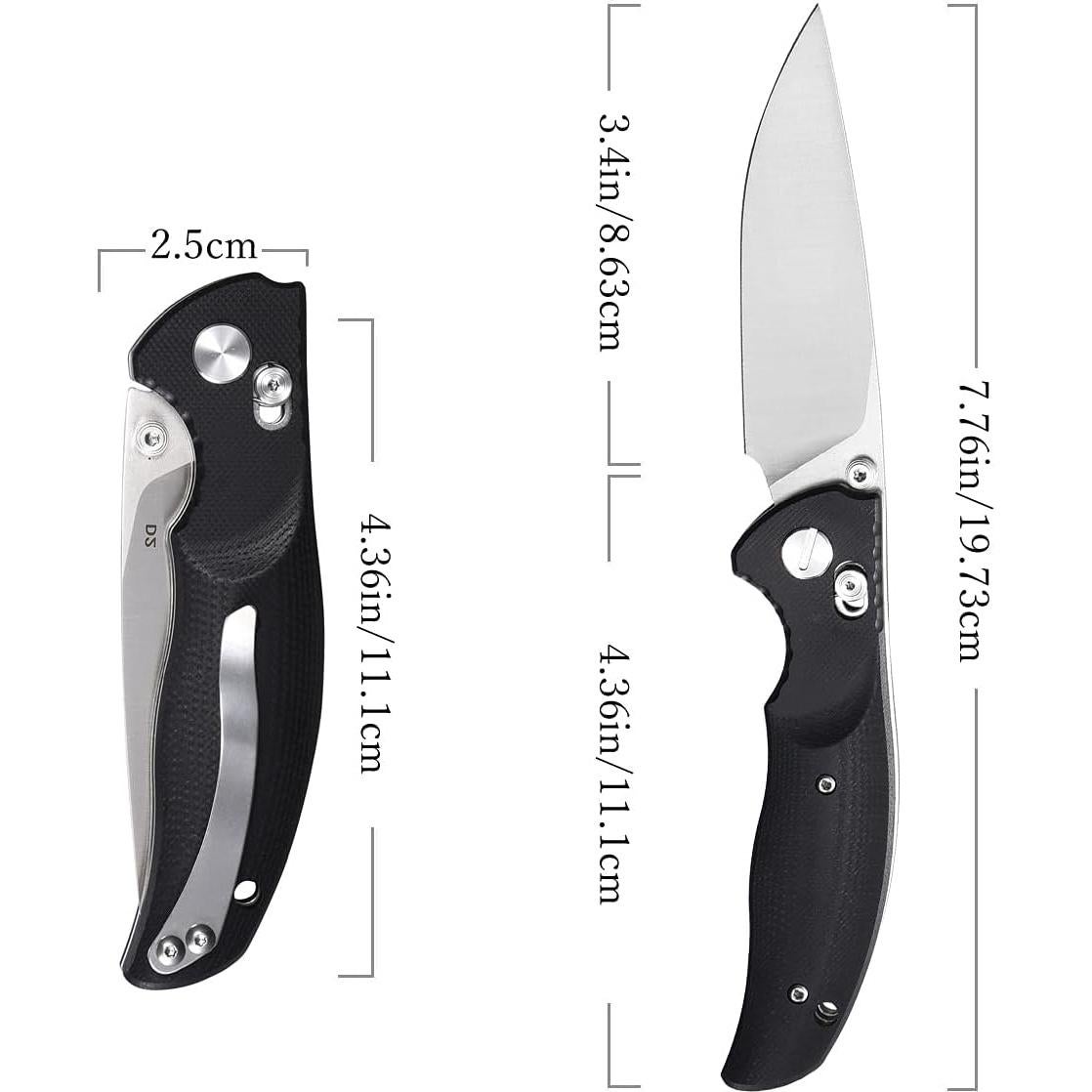 Cuchillo Plegable Eafengrow EF3 D2 Mango G10 19.7 cm Negro