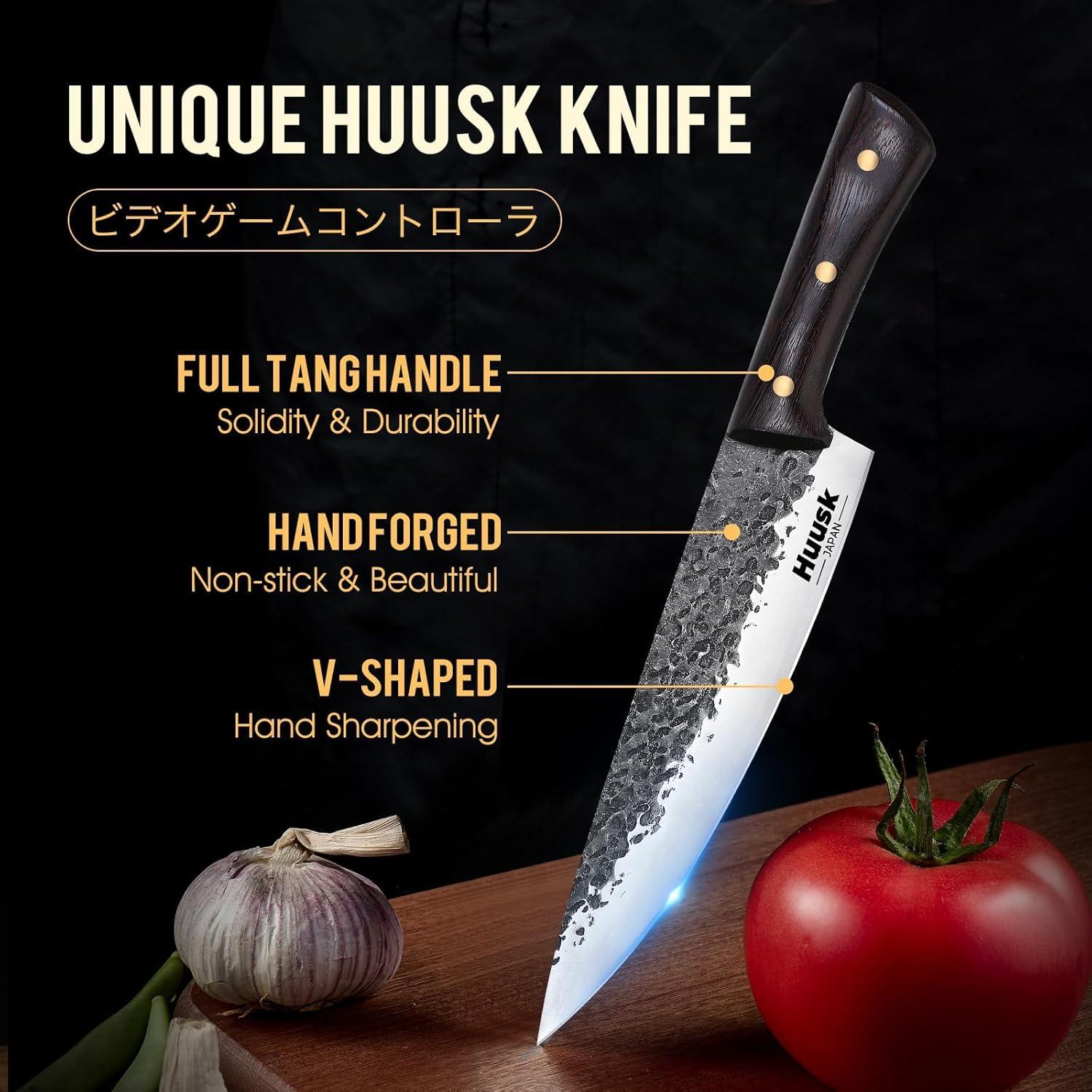 Cuchillo de Chef Huusk 22 cm Acero al Carbono Forjado a Mano
