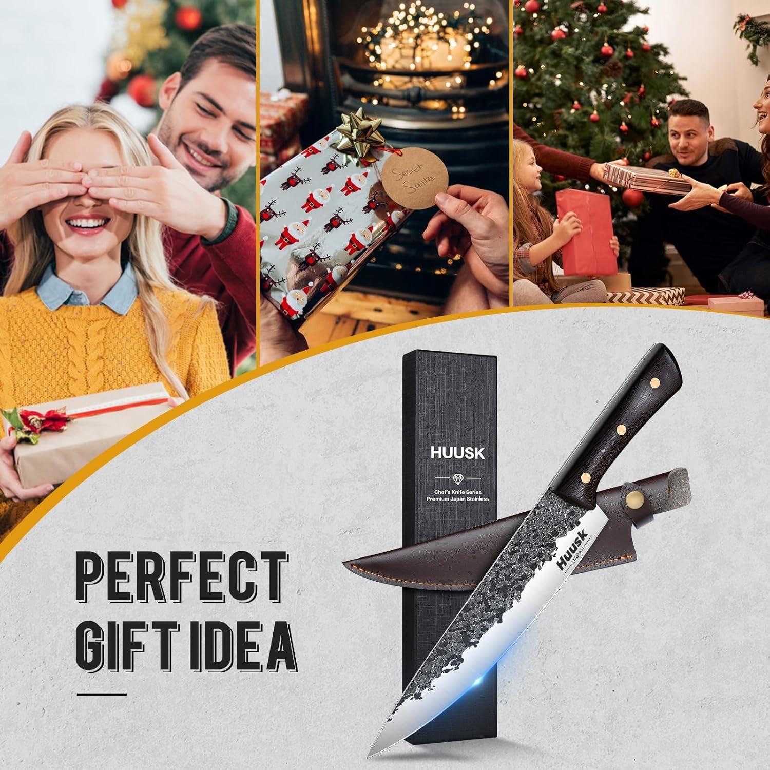 Cuchillo de Chef Huusk 22 cm Acero al Carbono Forjado a Mano