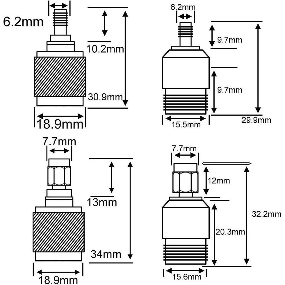 Kit de Adaptadores Coaxiales SMA a N Onelinkmore 4 Piezas