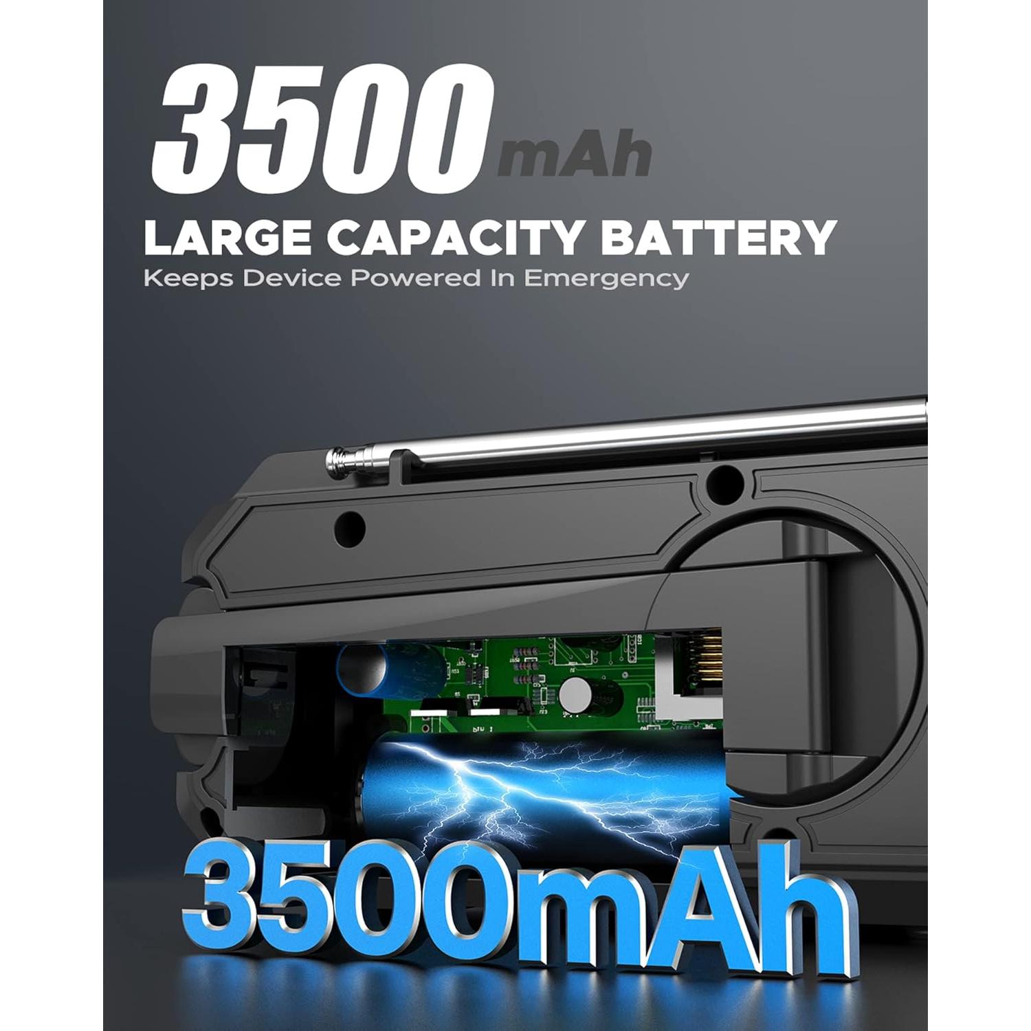 Radio Meteorológica de Emergencia SIYEGK Solar 3500mAh