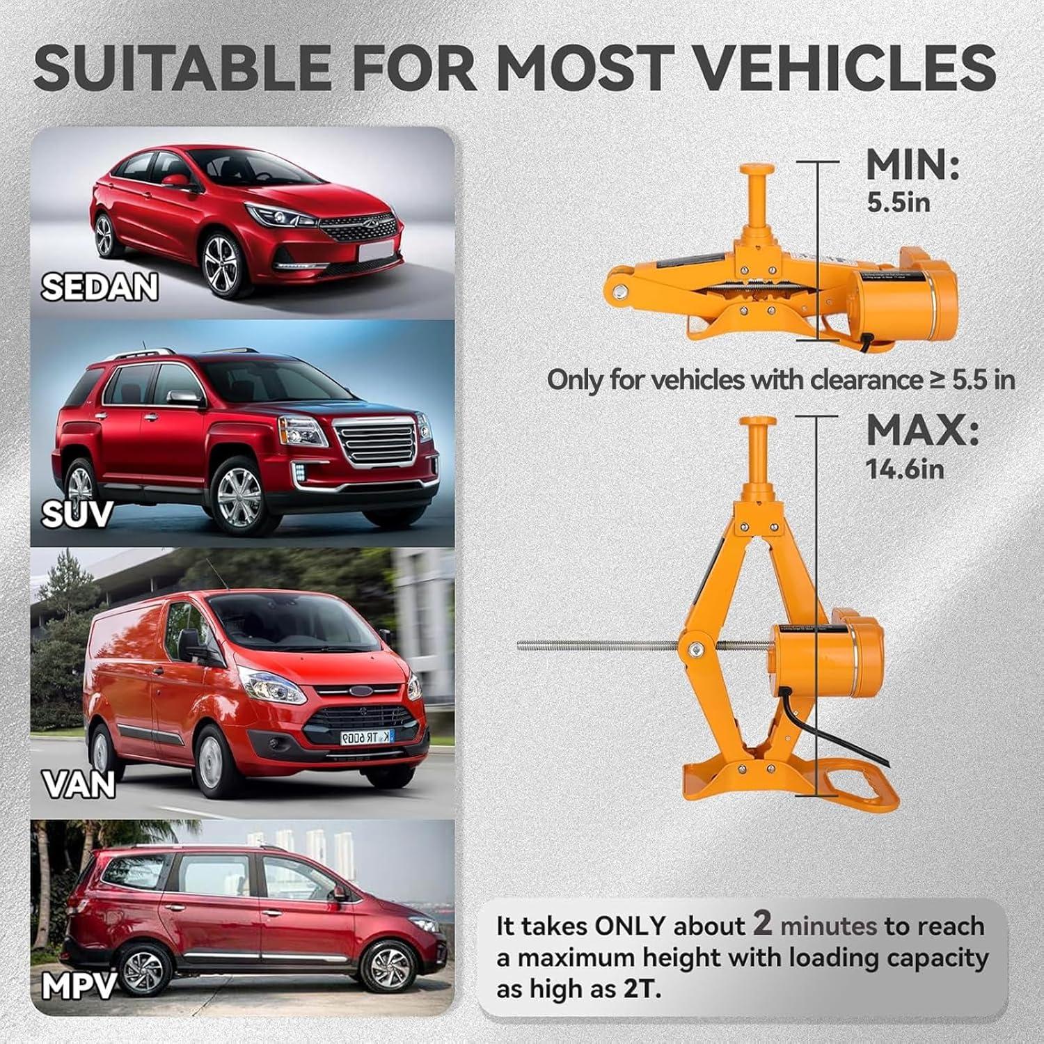 Gato Eléctrico ROGTZ 2 Toneladas 12V con Luz LED y Accesorios