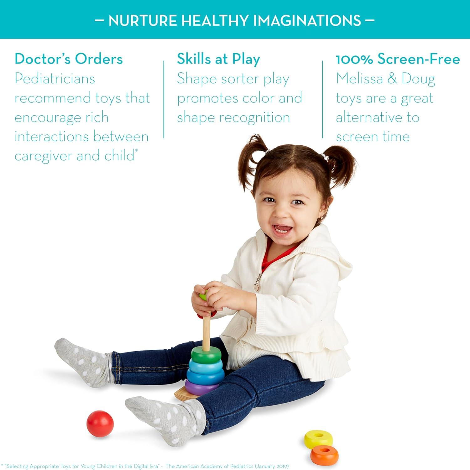 Juguete Apilador de Anillos de Madera Melissa & Doug 18 meses a 3 años