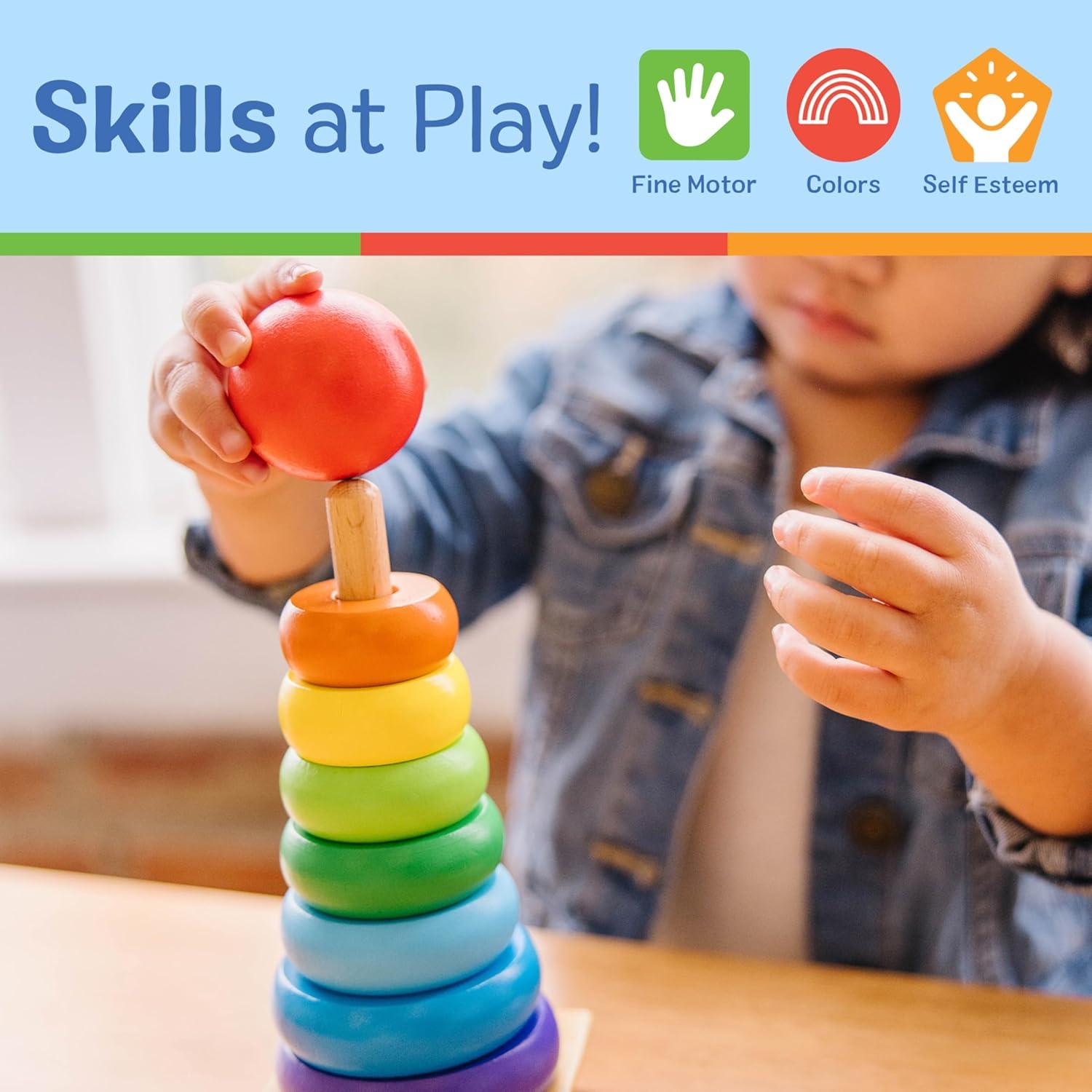 Juguete Apilador de Anillos de Madera Melissa & Doug 18 meses a 3 años