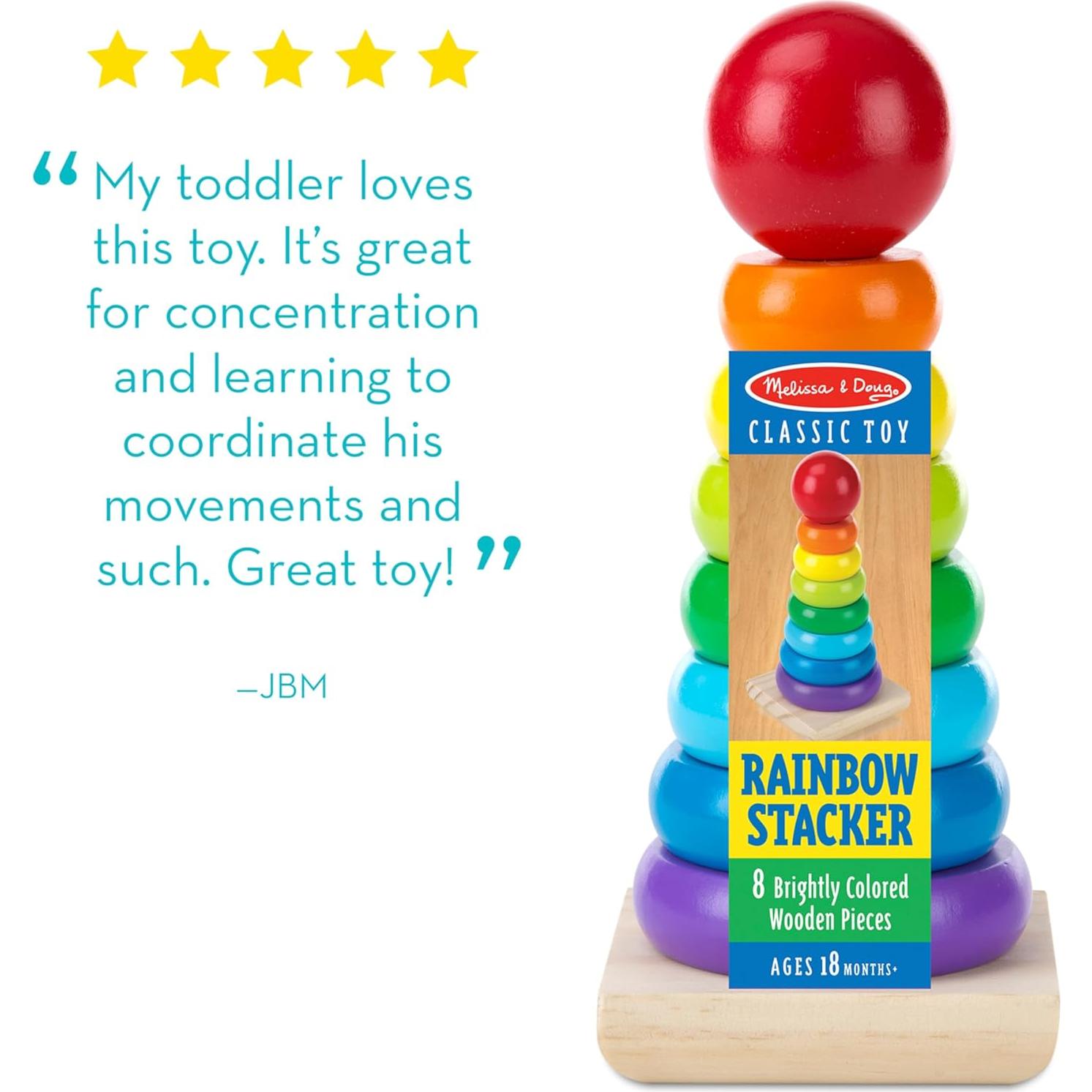 Juguete Apilador de Anillos de Madera Melissa & Doug 18 meses a 3 años