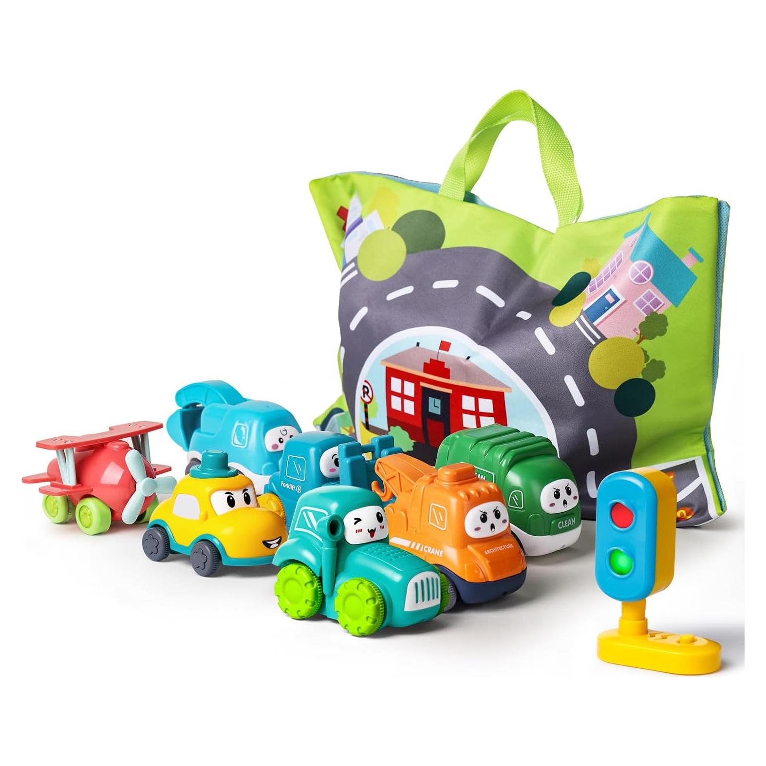 ALASOU Juguetes de Grúas 7 PCS para Bebés 1-2 Años