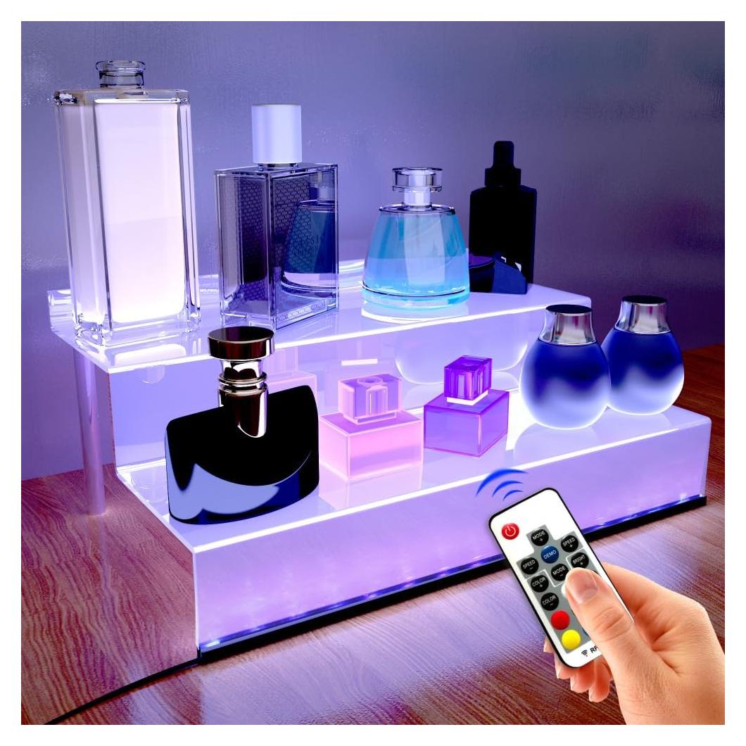 Estante Acrílico YMVV con Luz LED 30x20x15 cm 2 Niveles