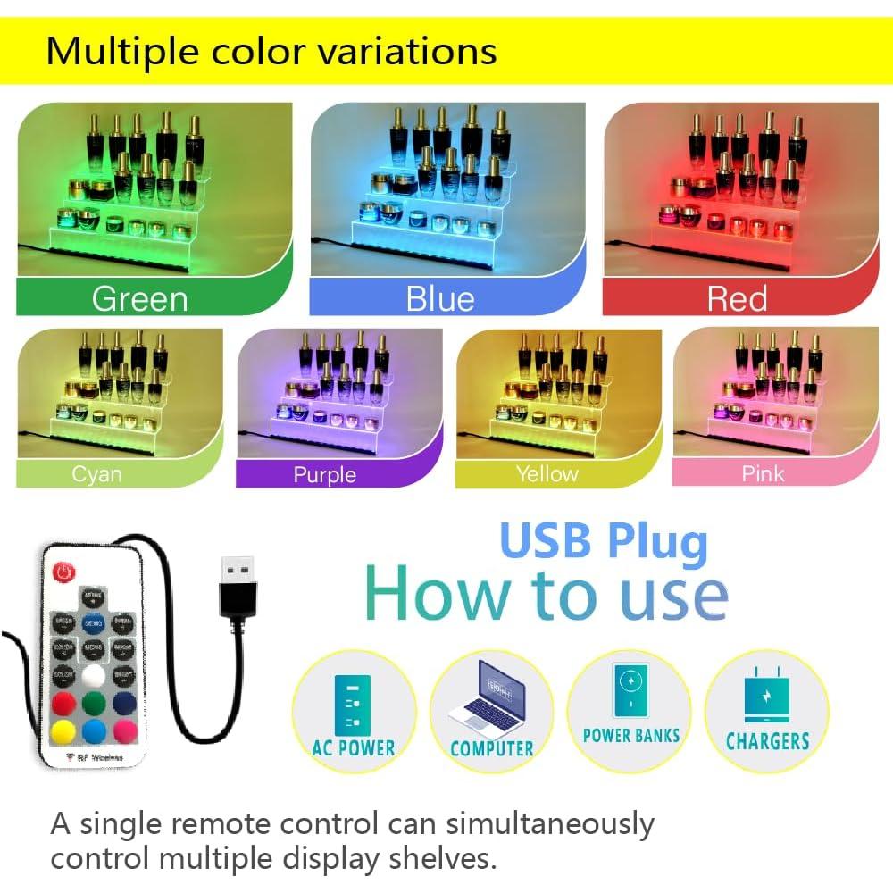 Estante Acrílico YMVV con Luz LED 30x20x15 cm 2 Niveles