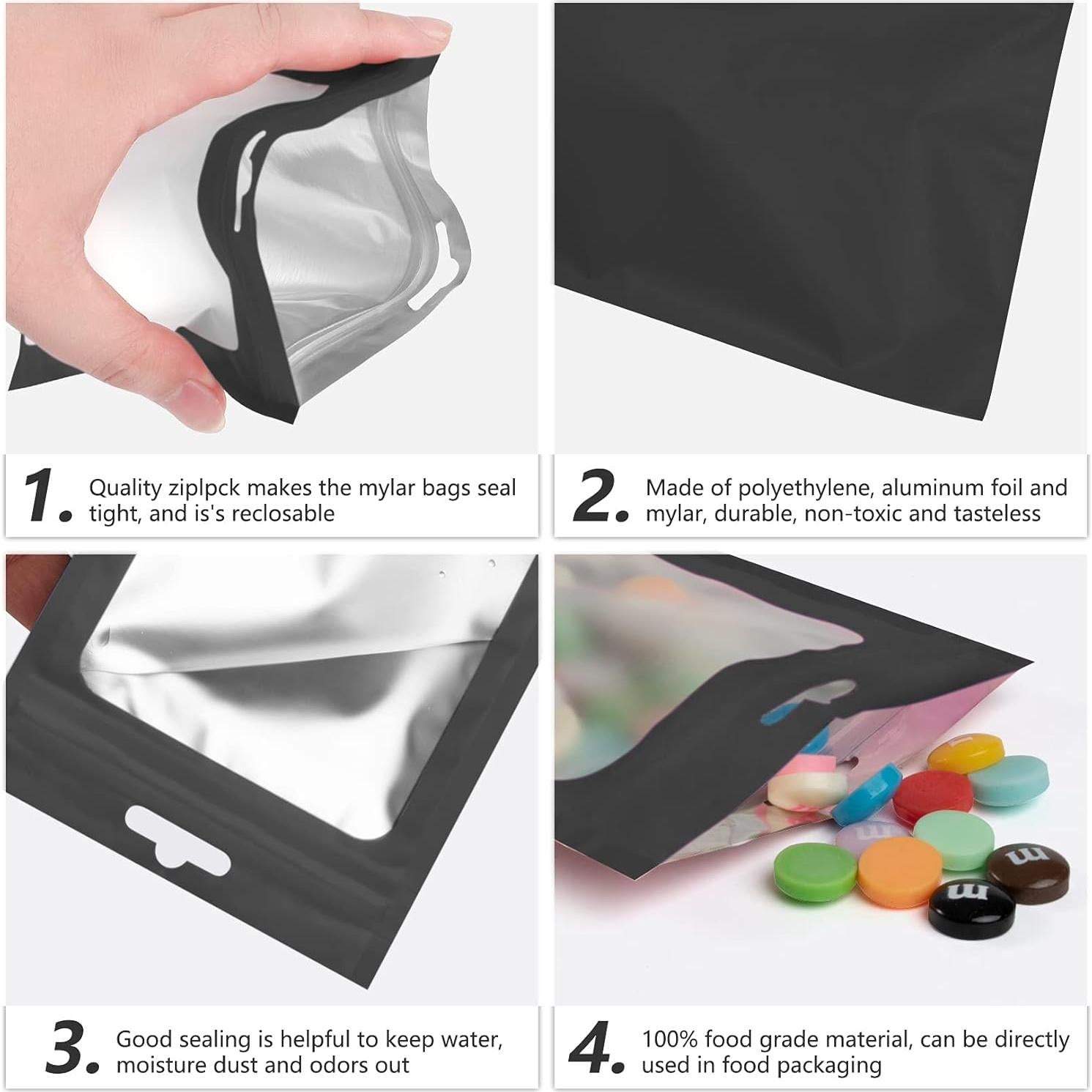 100 Bolsas Mylar Reutilizables ANZNKU 6.99x10 cm a Prueba de Olores