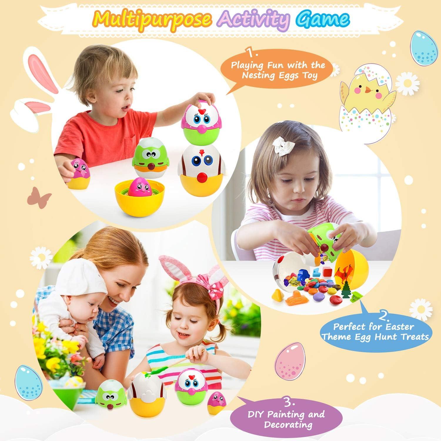 Juguetes de Huevo de Pascua LUKAT 8 Pcs Apilables y Anidables