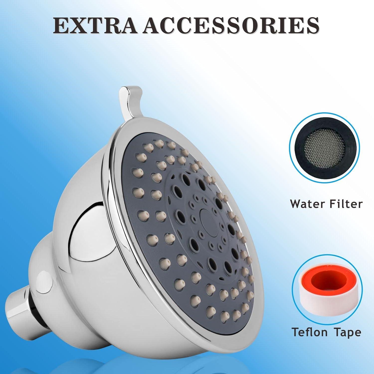 Cabezal de Ducha Voolan 4" Alta Presión 5 Configuraciones Cromado