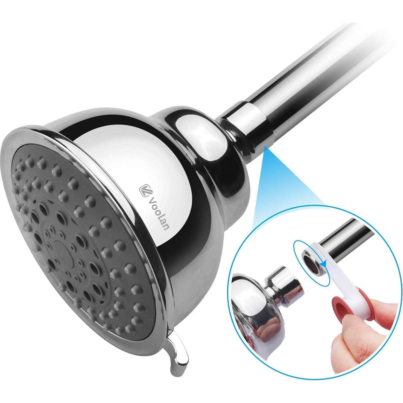 Cabezal de Ducha Voolan 4" Alta Presión 5 Configuraciones Cromado