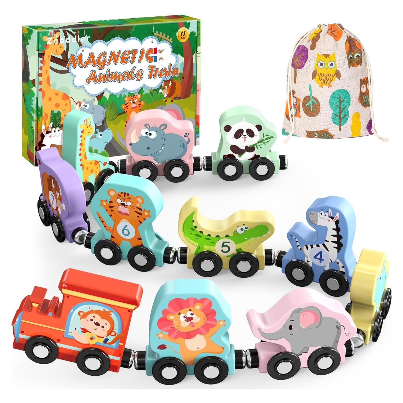 Set de Tren de Animales de Madera Zeoddler 11 Piezas Montessori