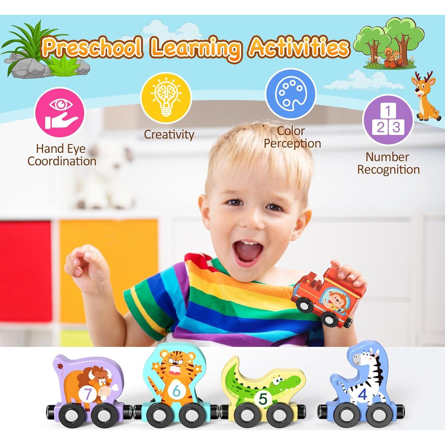 Set de Tren de Animales de Madera Zeoddler 11 Piezas Montessori