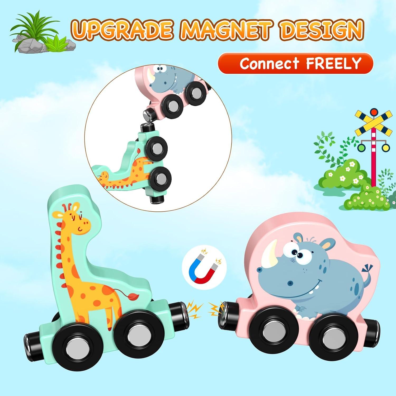 Set de Tren de Animales de Madera Zeoddler 11 Piezas Montessori