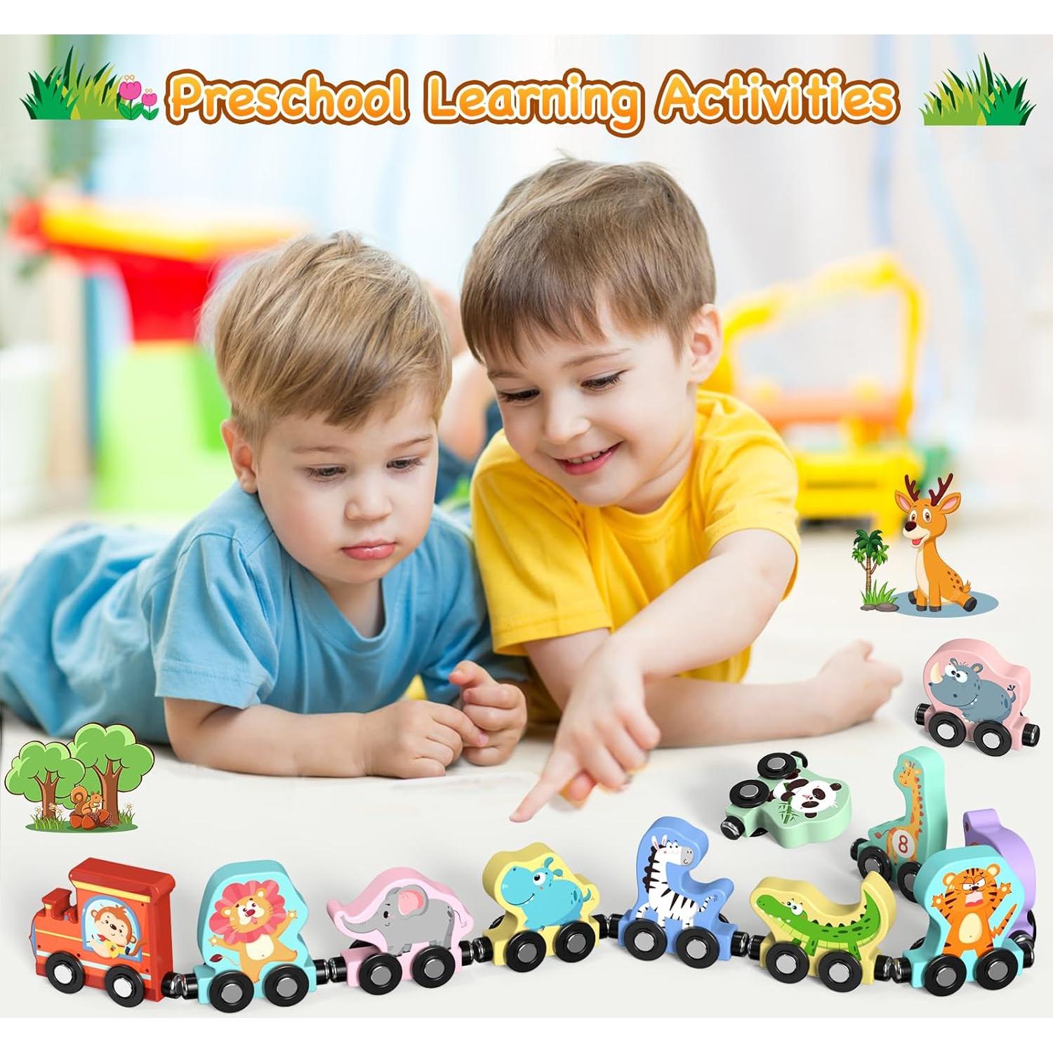 Set de Tren de Animales de Madera Zeoddler 11 Piezas Montessori