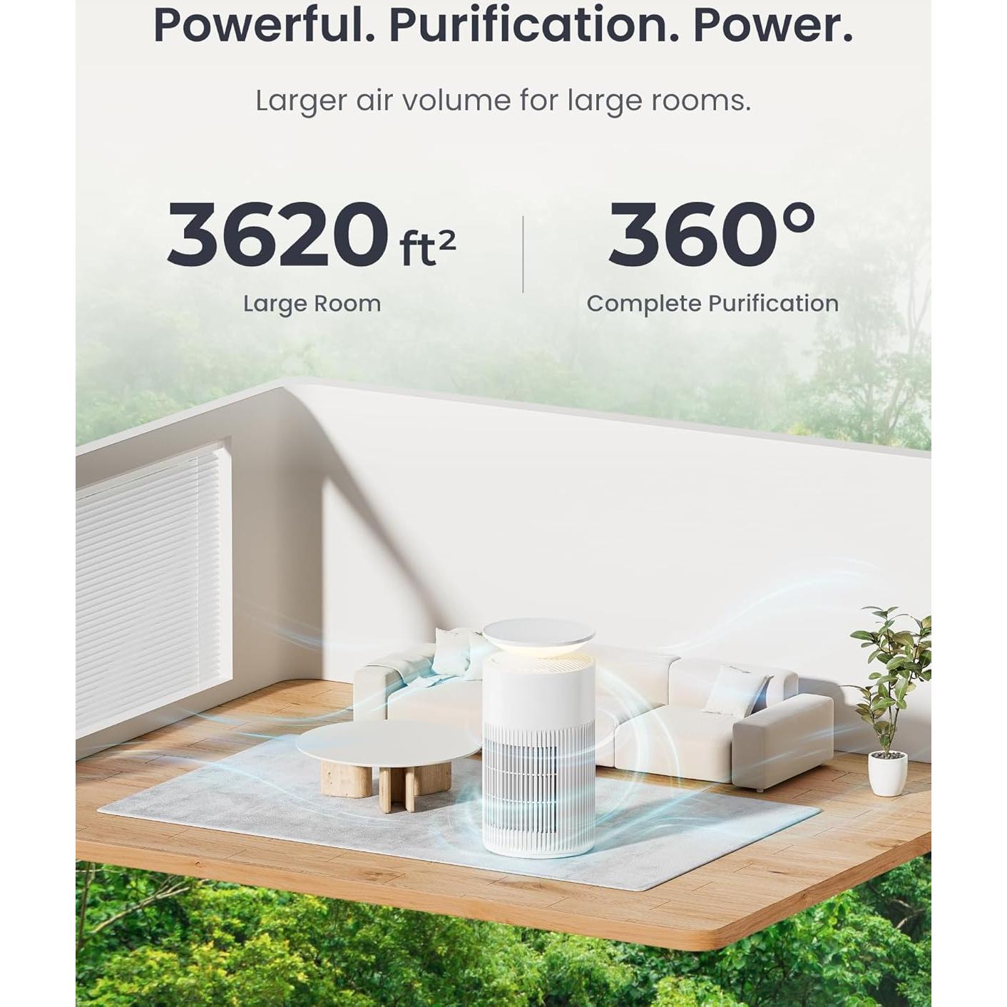 Purificador de Aire SwitchBot para Hogar Grande 336.5 m² 20dB
