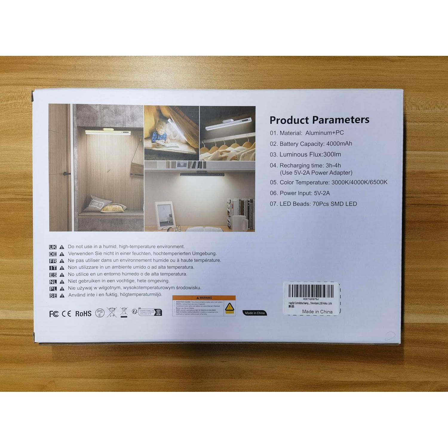 Tira de luz LED recargable Hapfish 37.5cm, control remoto, plata