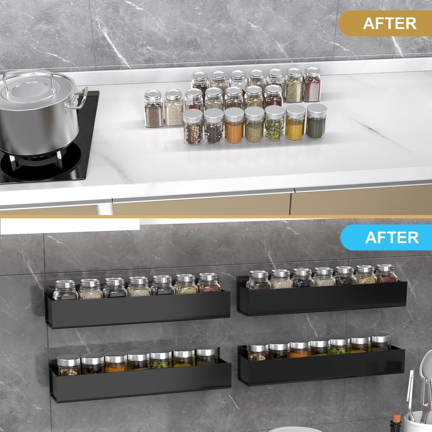 Organizador de Especias Acrílico Adhesivo PMMASTO Negro - 4 Paquete