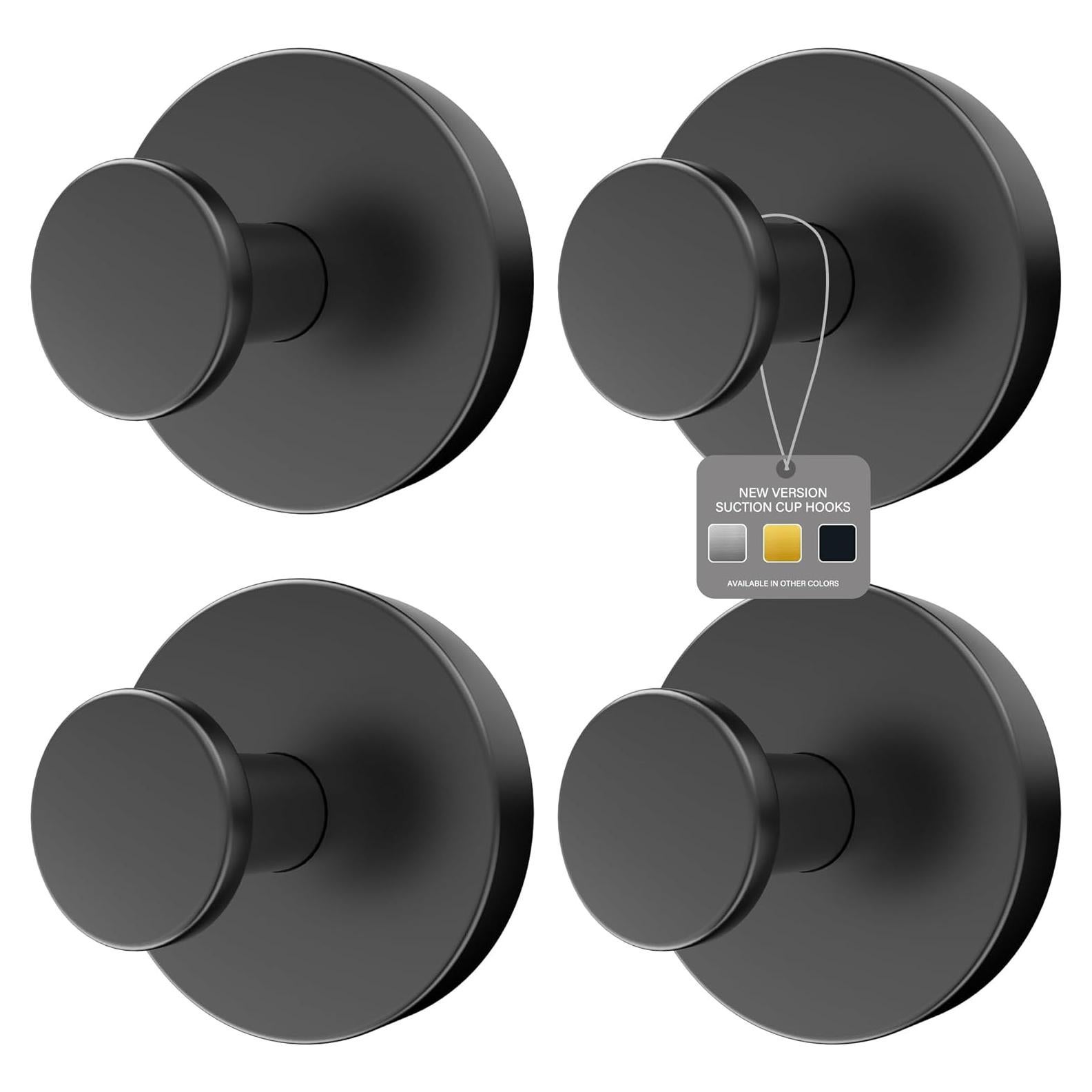 Ganchos de Ventosa Ninth Five para Ducha y Baño - 4 Piezas Negro