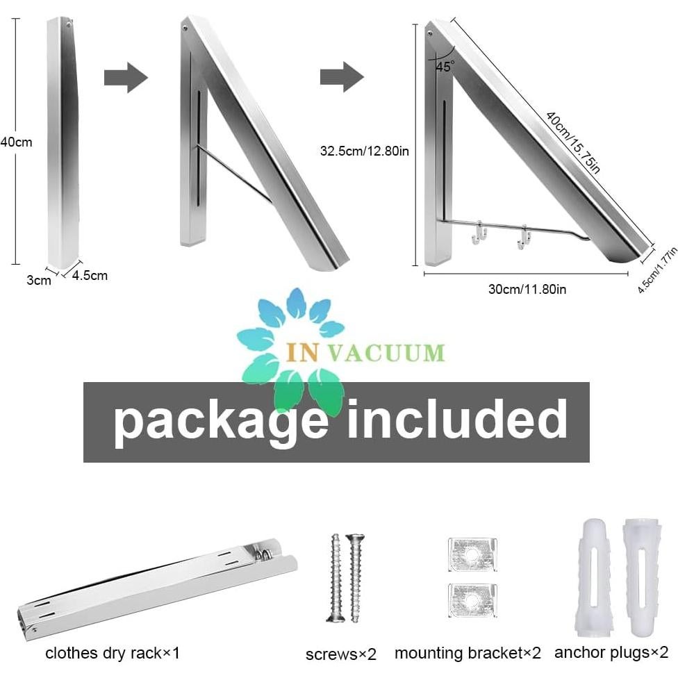 Perchero Retráctil Montado en Pared IN VACUUM Negro 27.2kg