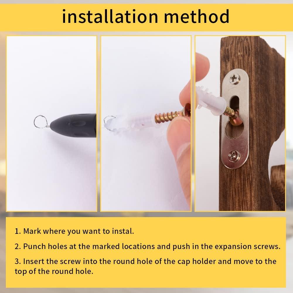 Soporte para Gorras de Béisbol SOEWIOU 3 Estantes Madera Marrón