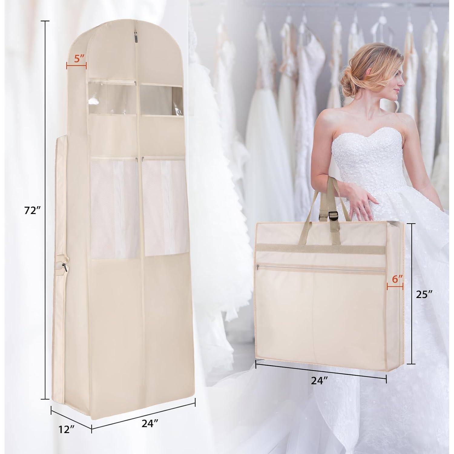 Bolsa de Vestido de Novia KEEGH 182.9 cm Beige con Bolsillos