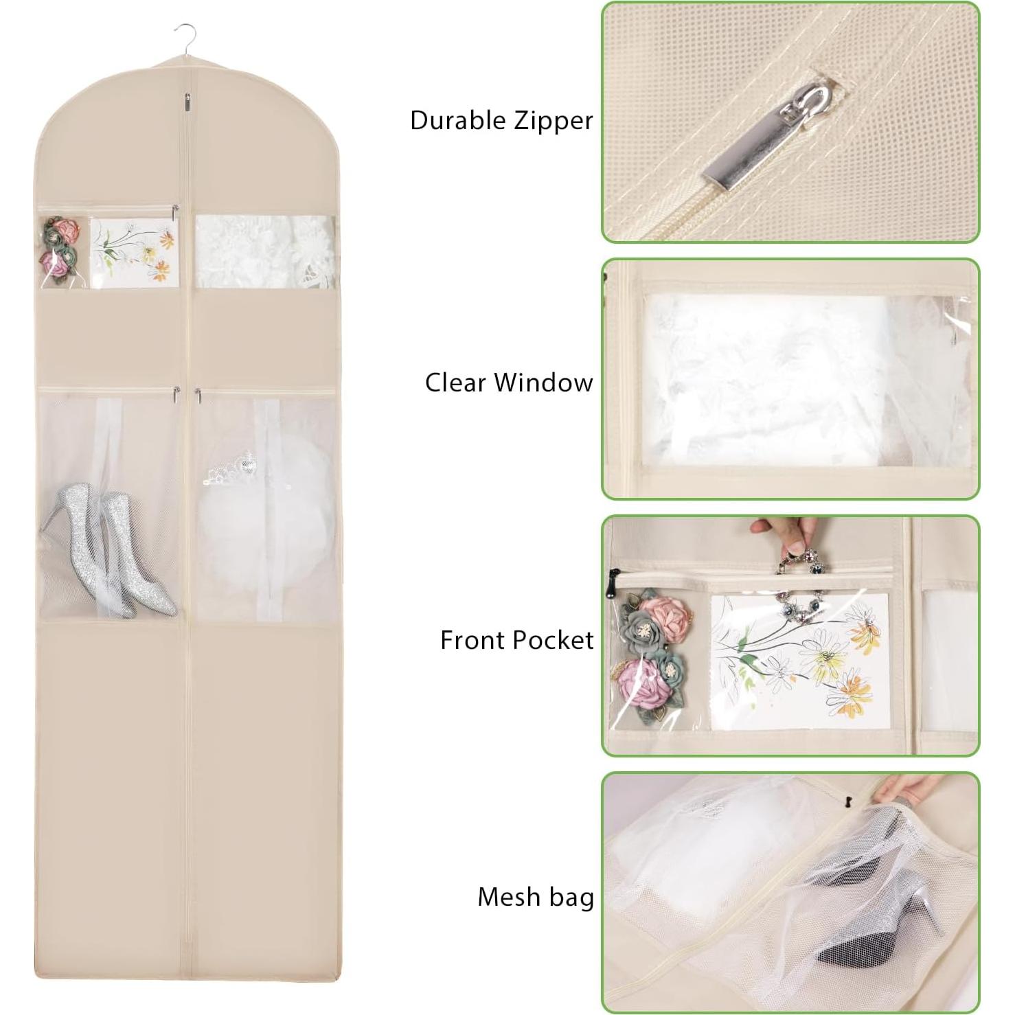 Bolsa de Vestido de Novia KEEGH 182.9 cm Beige con Bolsillos