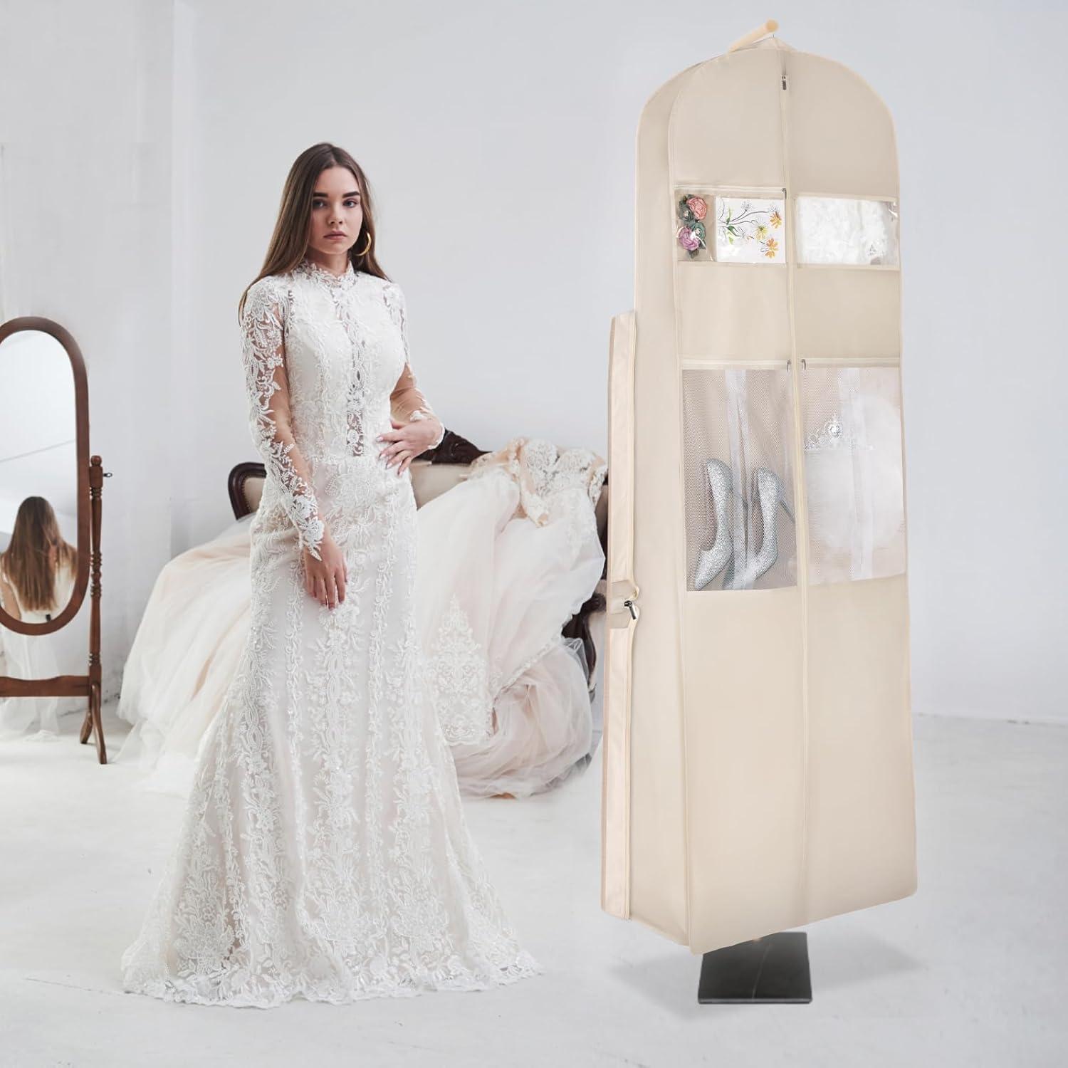 Bolsa de Vestido de Novia KEEGH 182.9 cm Beige con Bolsillos