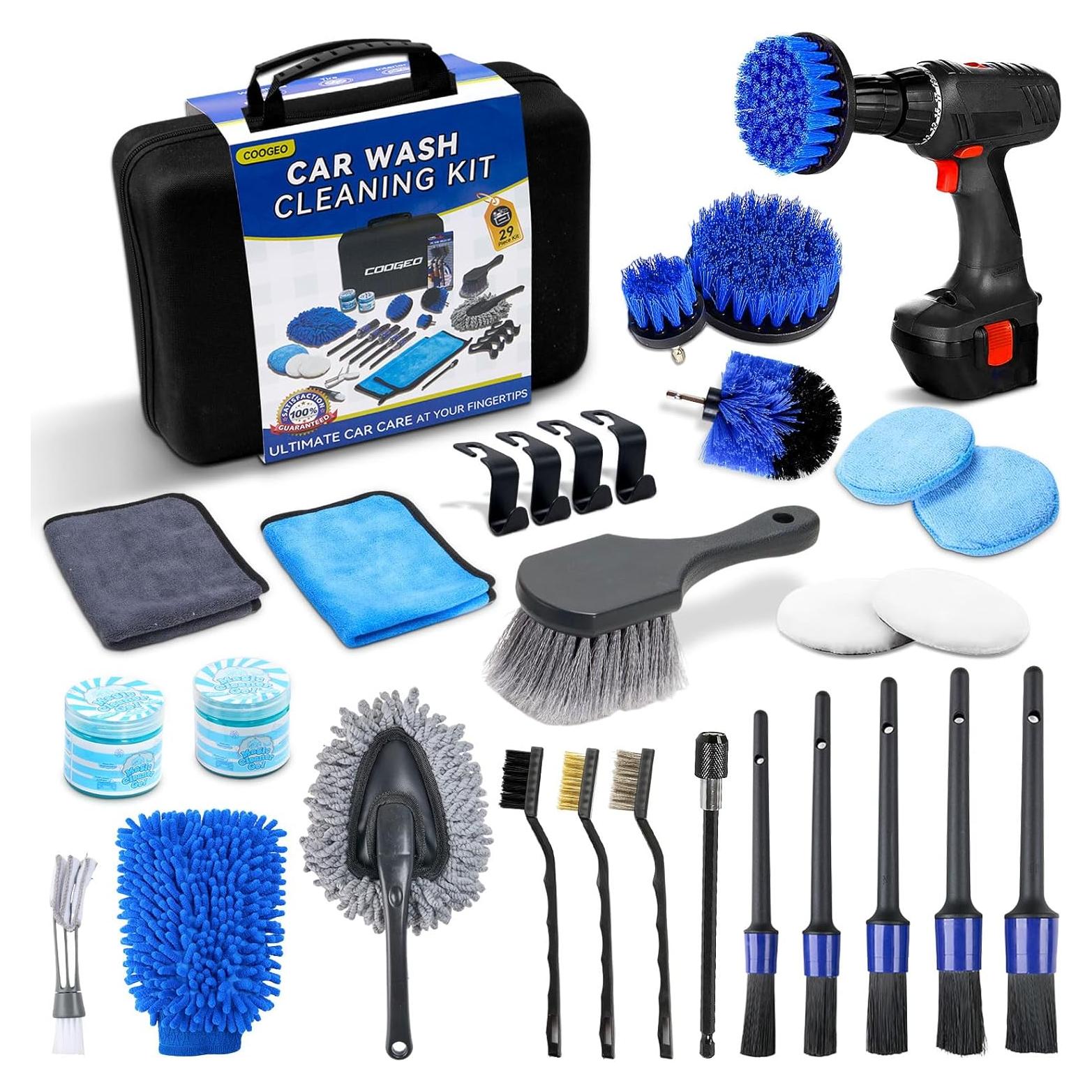 Kit de Detallado de Autos 29PCS COOGEO con Cepillos y Geles