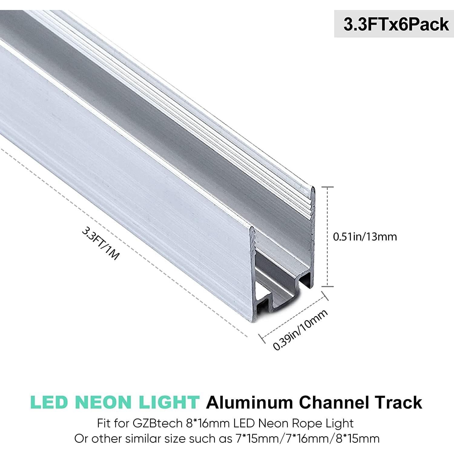 Canales de Aluminio GZBtech para Luces de Neón 1M - 6 PCS