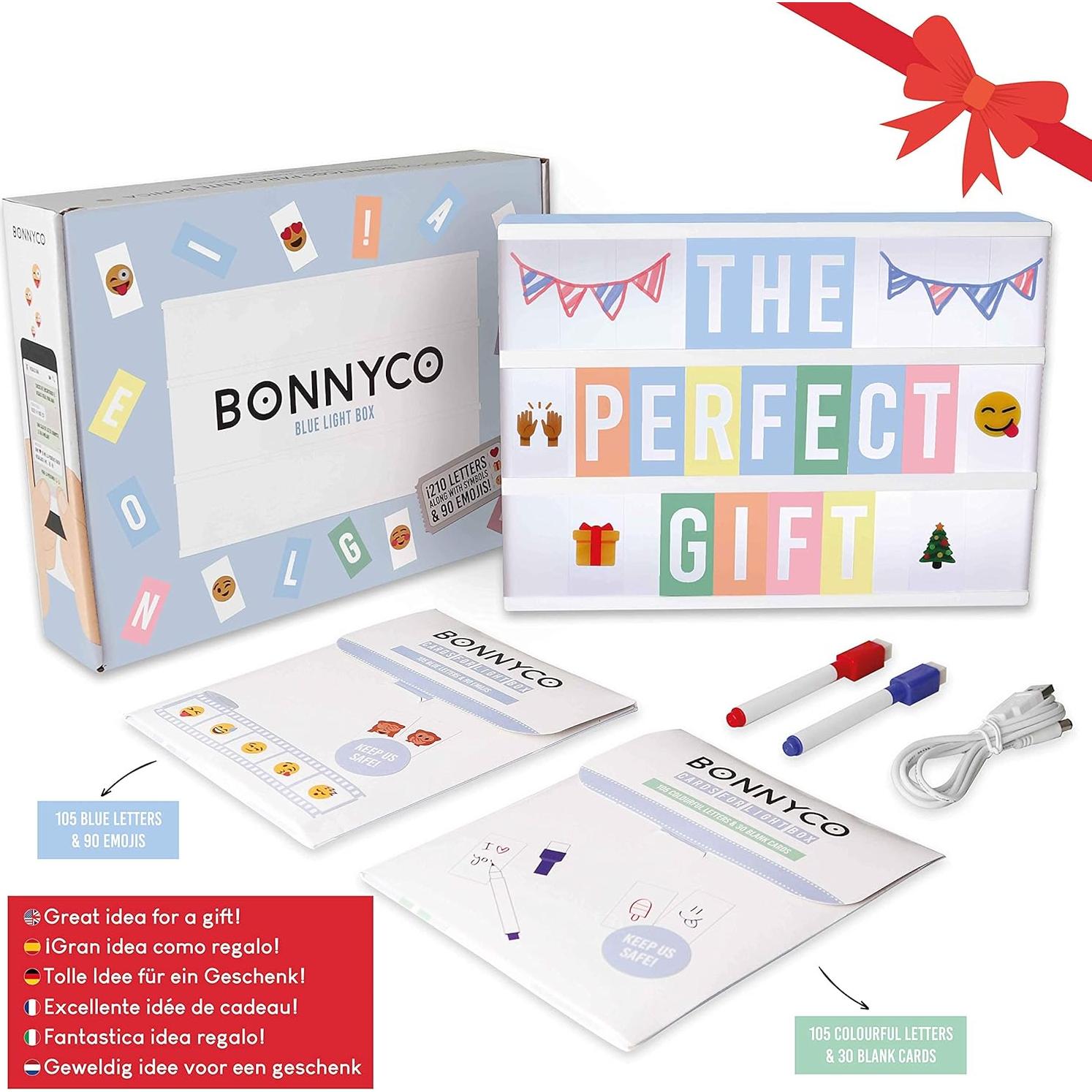 Caja de Luz LED Azul BONNYCO con 400 Letras y Emojis