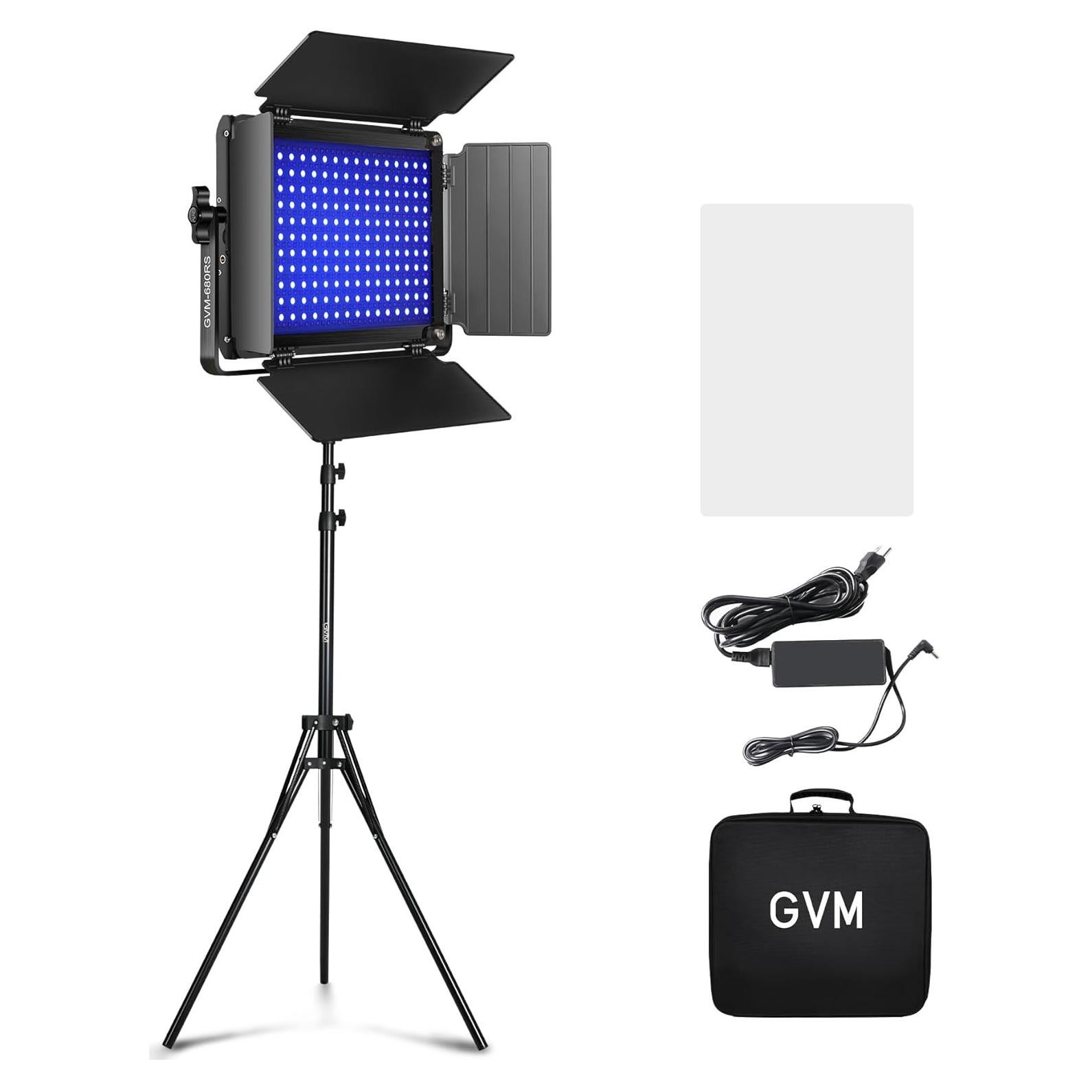 GVM Luz de Video LED RGB 50W con Soporte y Control Bluetooth