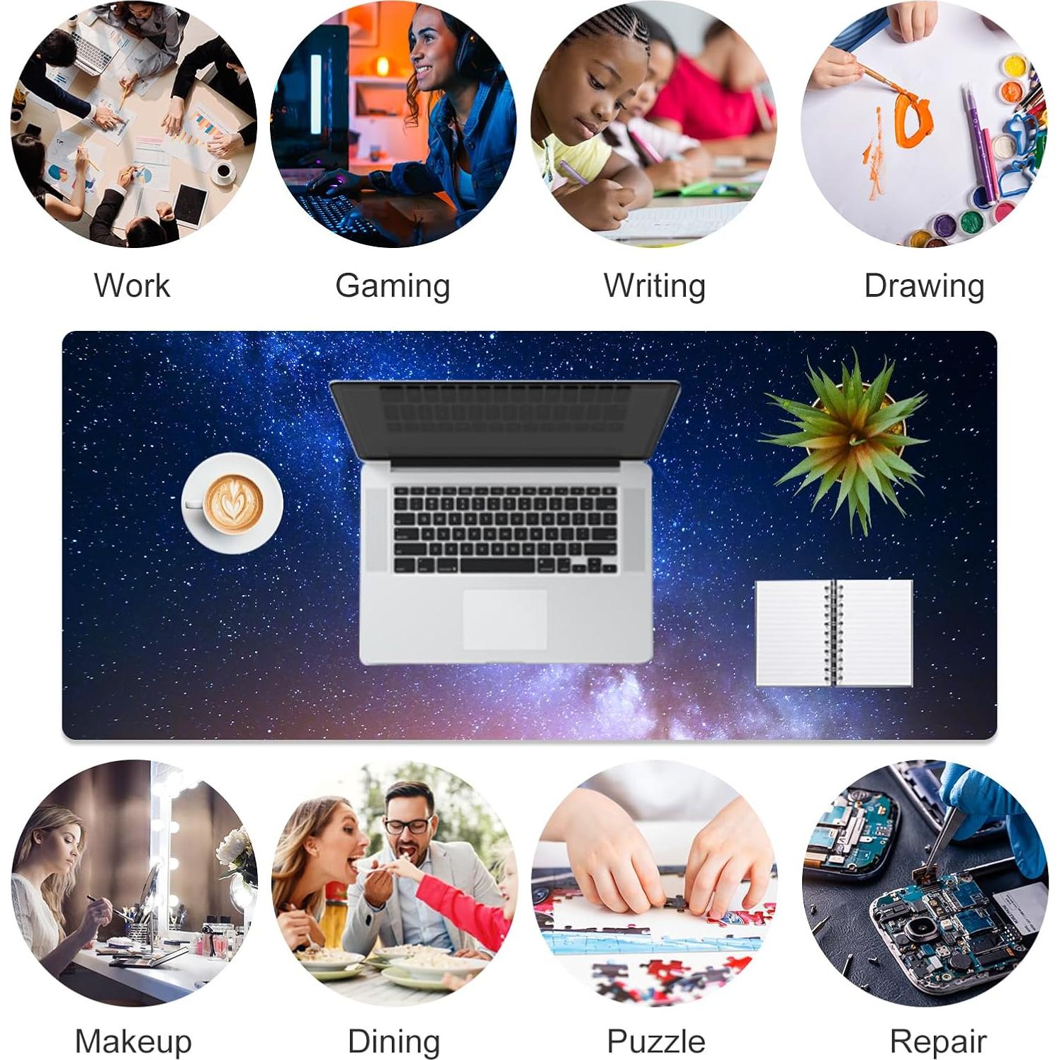 Alfombrilla de Escritorio QIYI 80x40 cm Galaxia Azul Impermeable