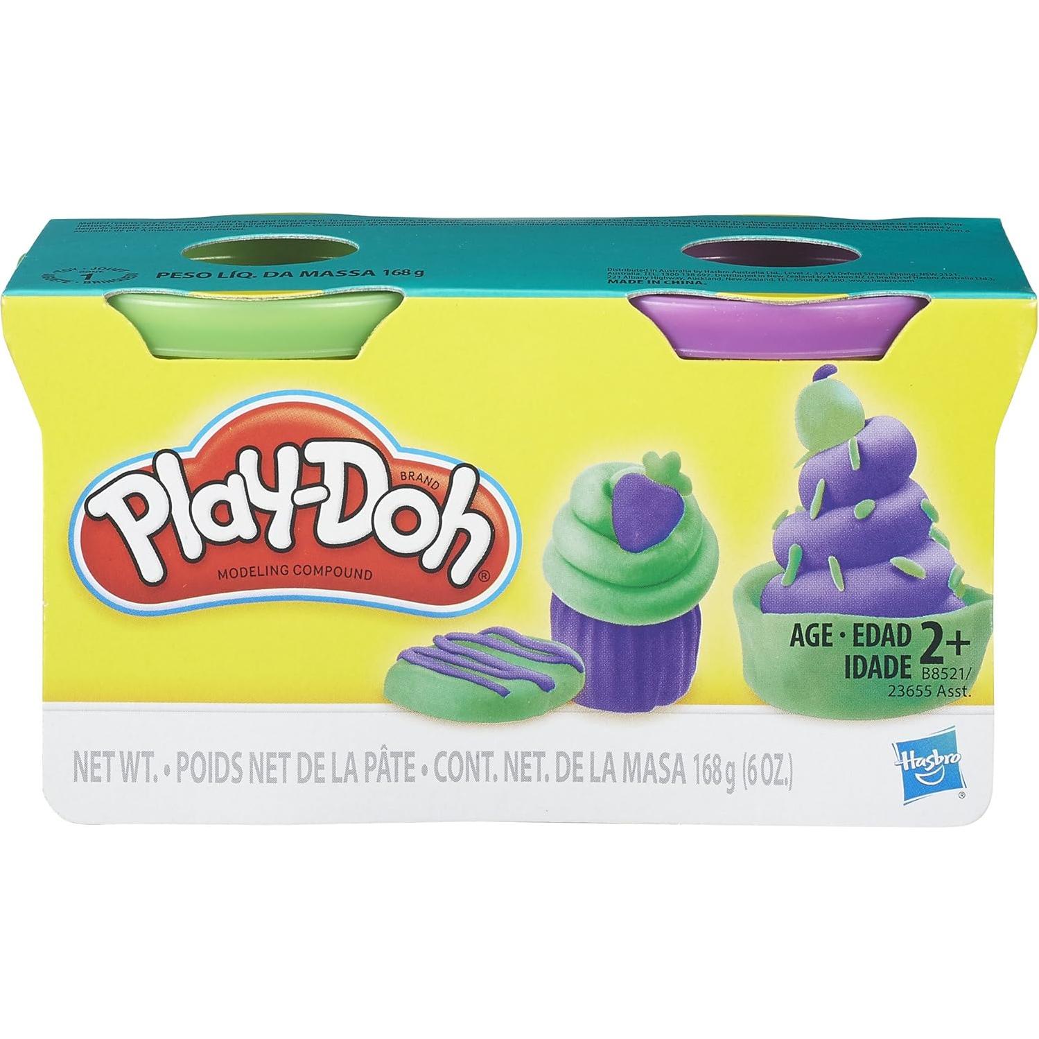 Play-Doh Masilla No Tóxica 2 Latas Púrpura y Verde