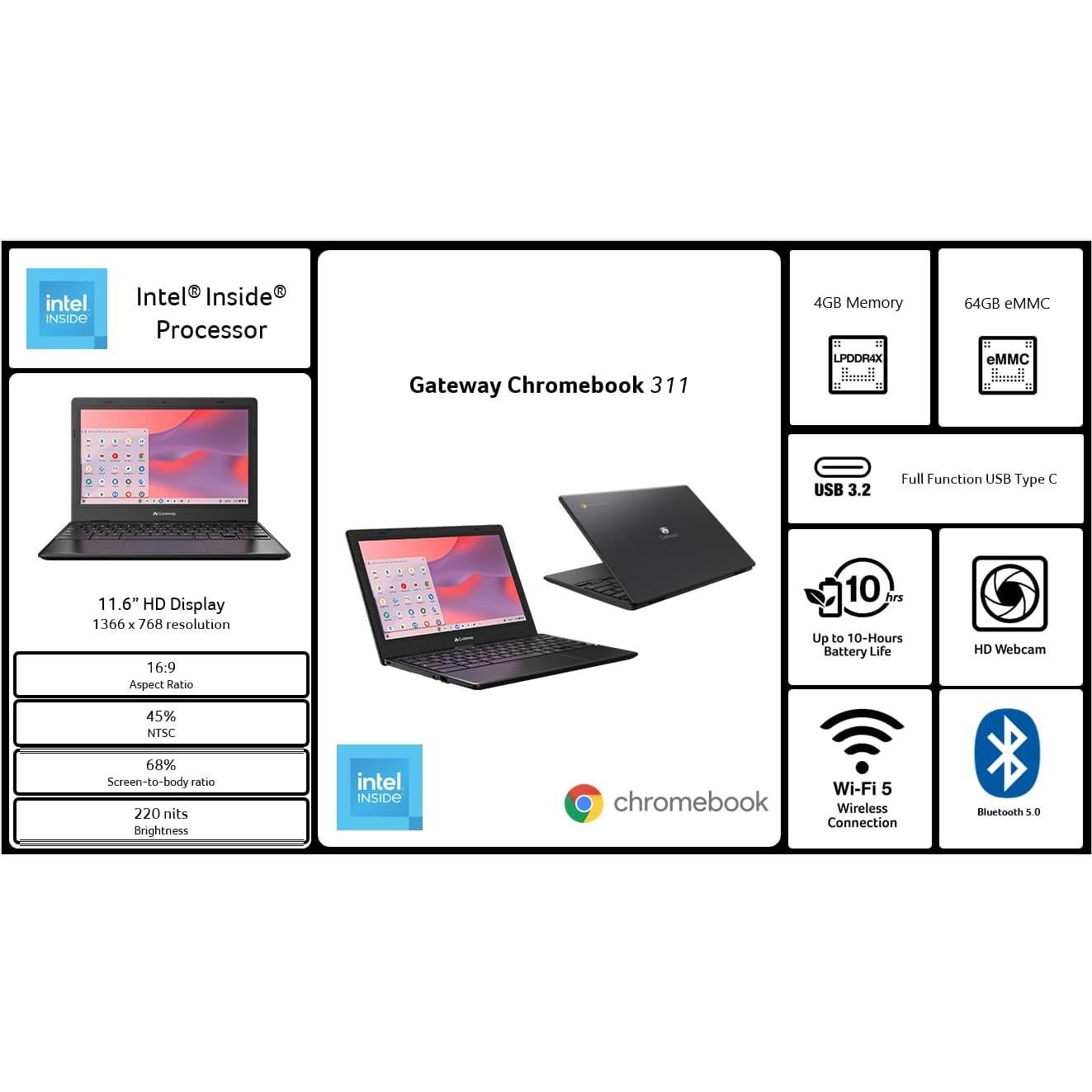Acer Gateway Chromebook 311 | Intel Celeron N4500 | 4GB RAM