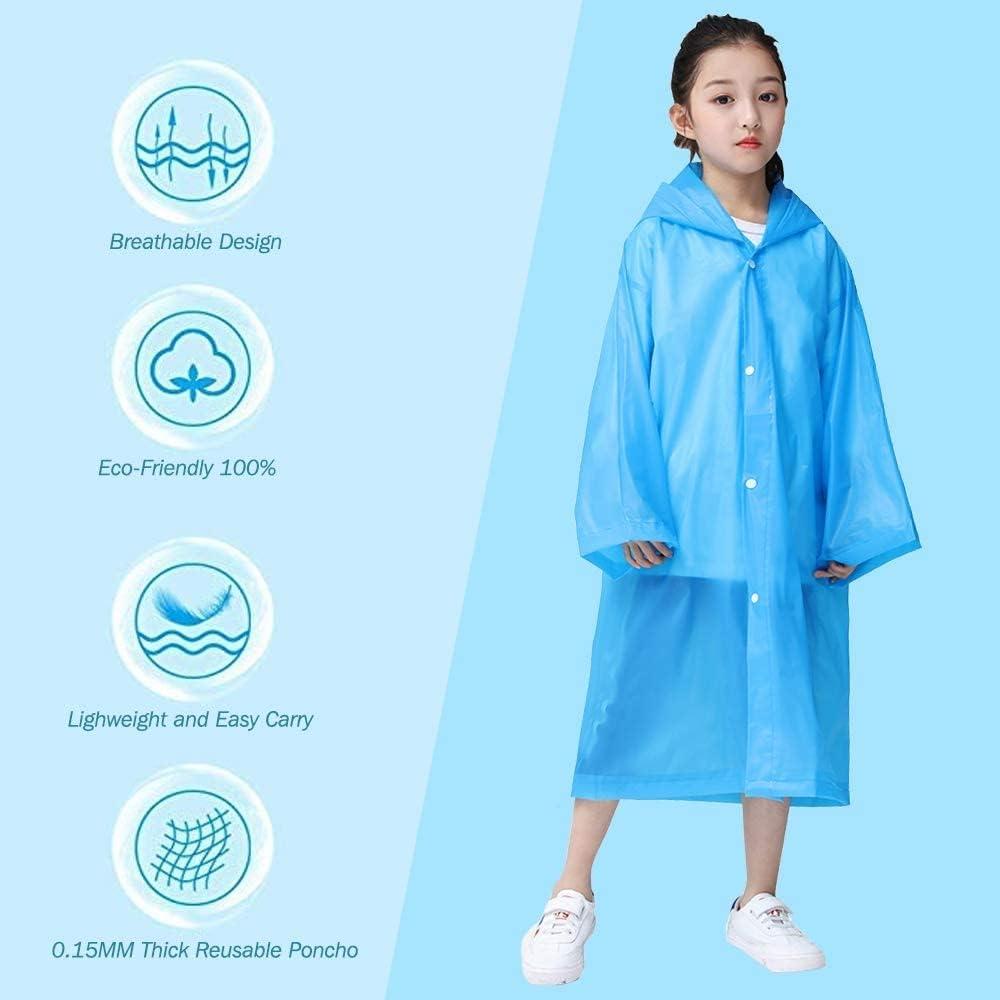 Poncho de Lluvia para Niños YUNLOVXEE EVA Azul Verde 2 Unidades